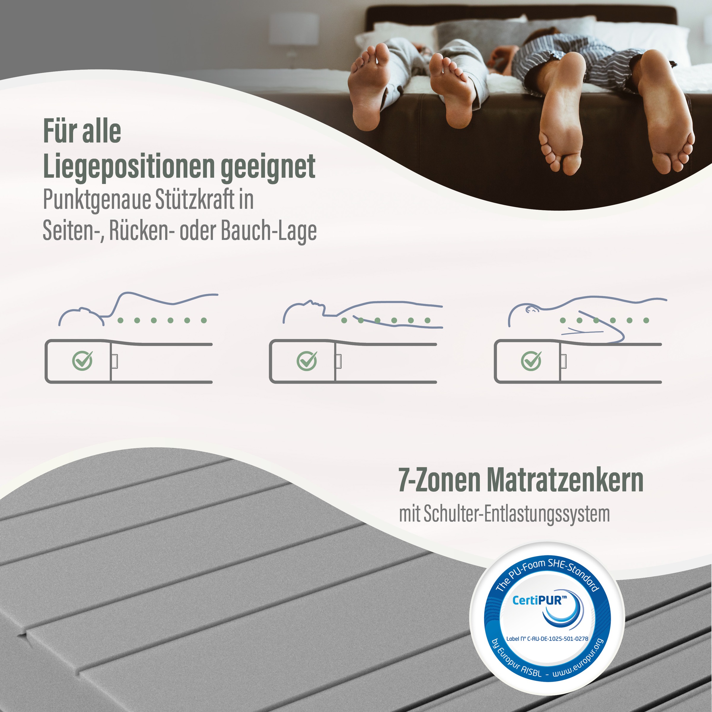Beco Komfortschaummatratze "Marissa, 7 Zonen Matratze 90x200, 140x200 cm & weitere Größen" 18 cm hoch Raumgewicht: 30 kg/m³ 1 Stk. tlg. ergonomischer Schlaf, getestet in 90x200, H3, Ausgabe 10/2025