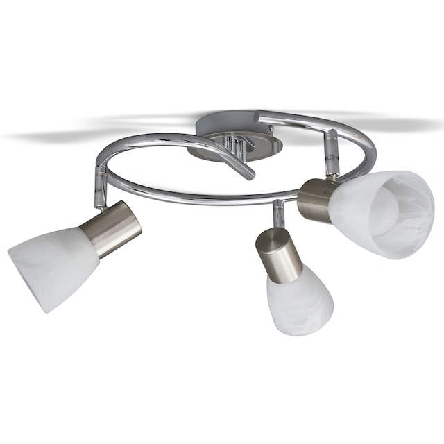 B.K.Licht LED Deckenspot »Lunas«, 3 flammig-flammig, LED Deckenleuchte,  schwenkbare Spots, Chrom, Glas-Lampenschirm, E14 | BAUR