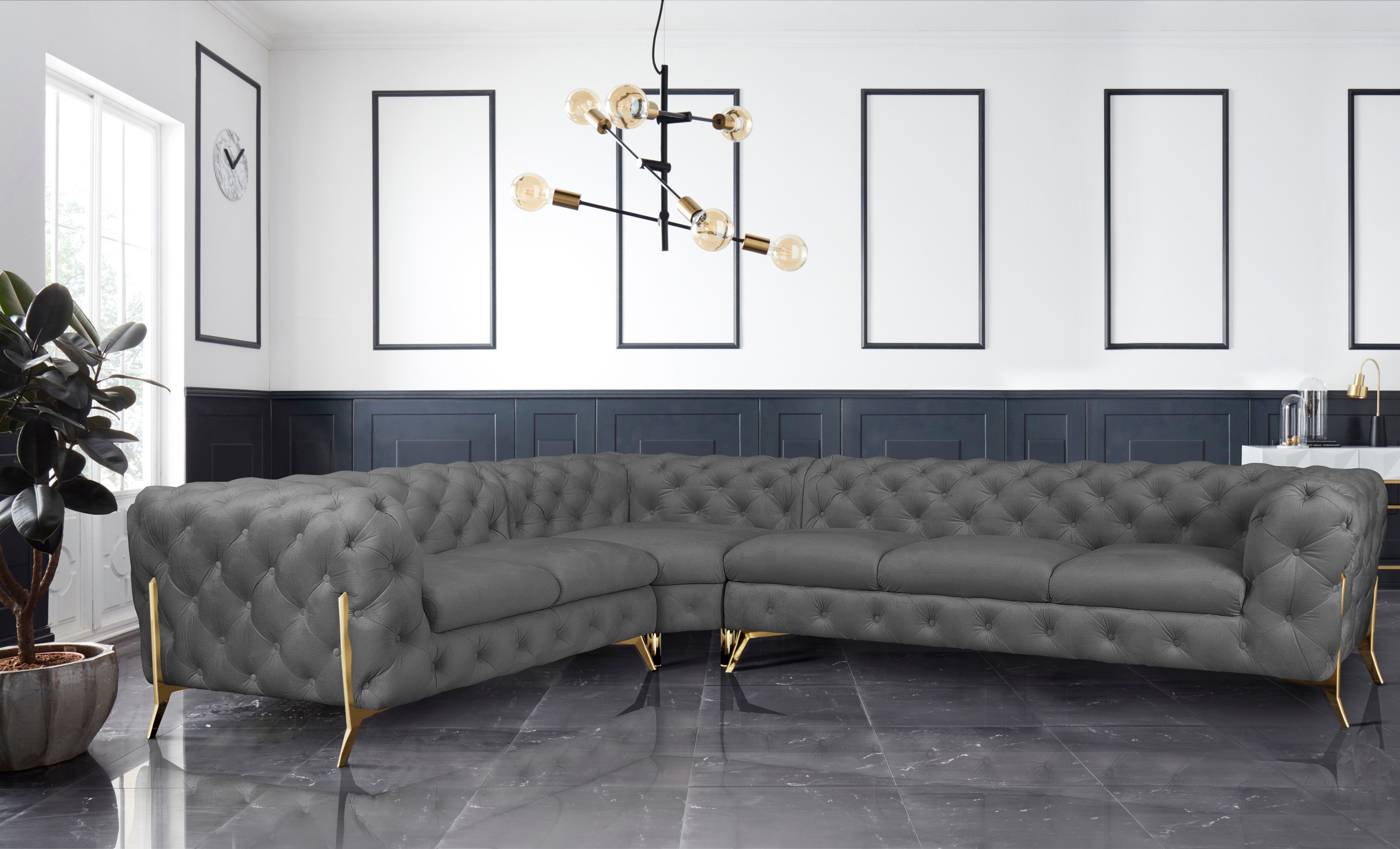 Home affaire Chesterfield-Sofa "Amaury L-Form" großes Ecksofa, Chesterfield günstig online kaufen