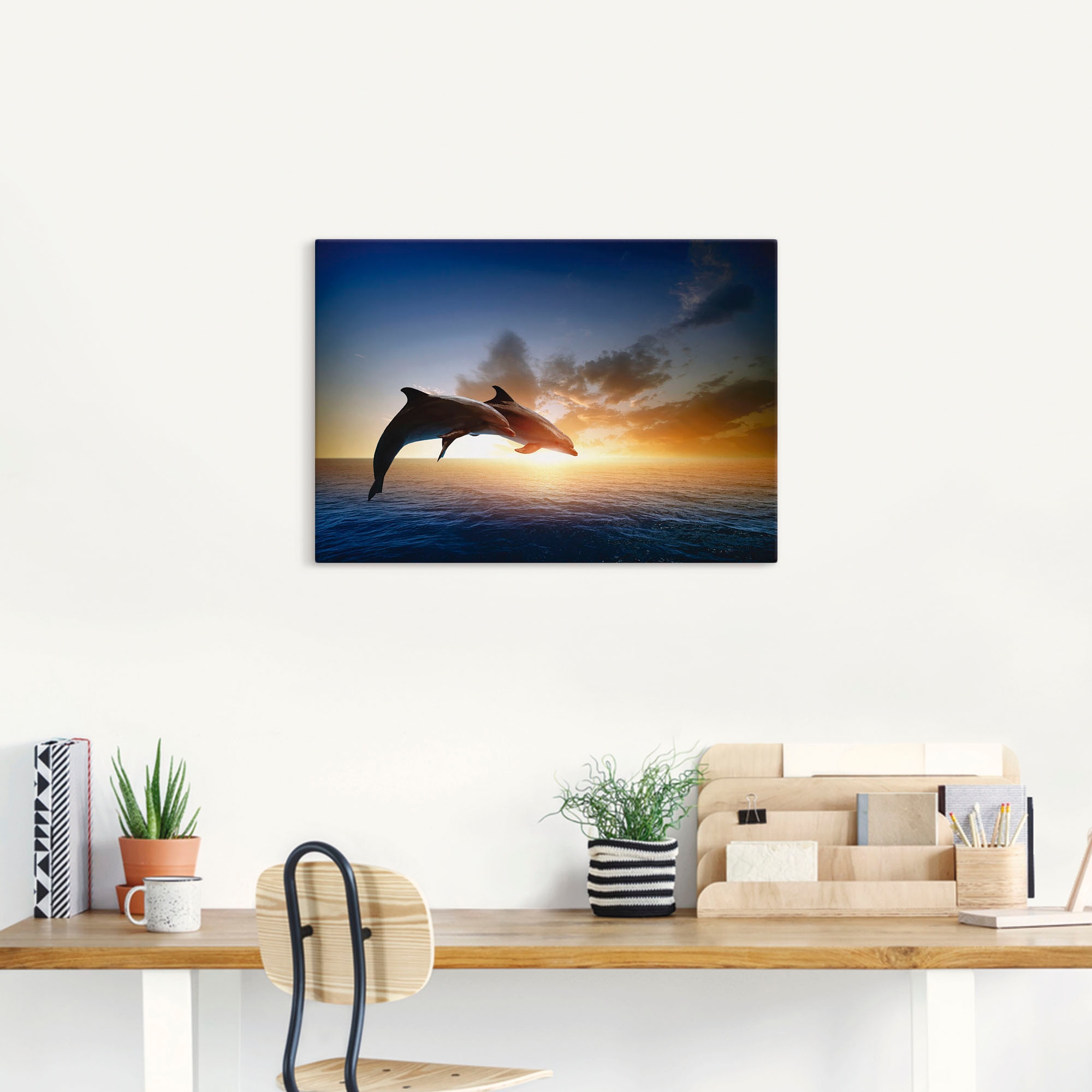 Artland Wandbild »Delfinpaar«, Wassertiere, (1 St.), als Leinwandbild, Poster, Wandaufkleber in verschied. Größen
