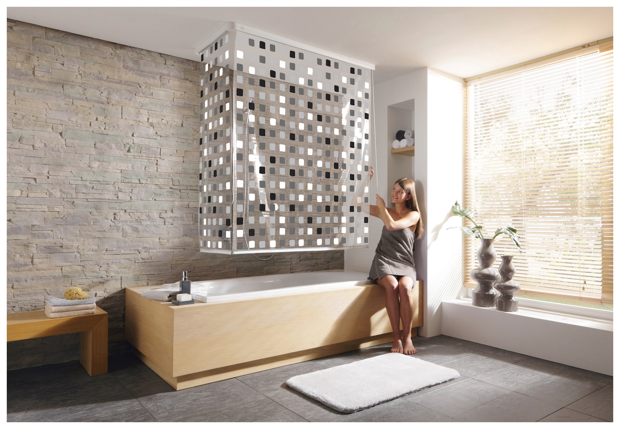Kleine Wolke Eck-Duschrollo "Eck-Duschrollo" Breite 134 cm ausziehbar, 134 günstig online kaufen