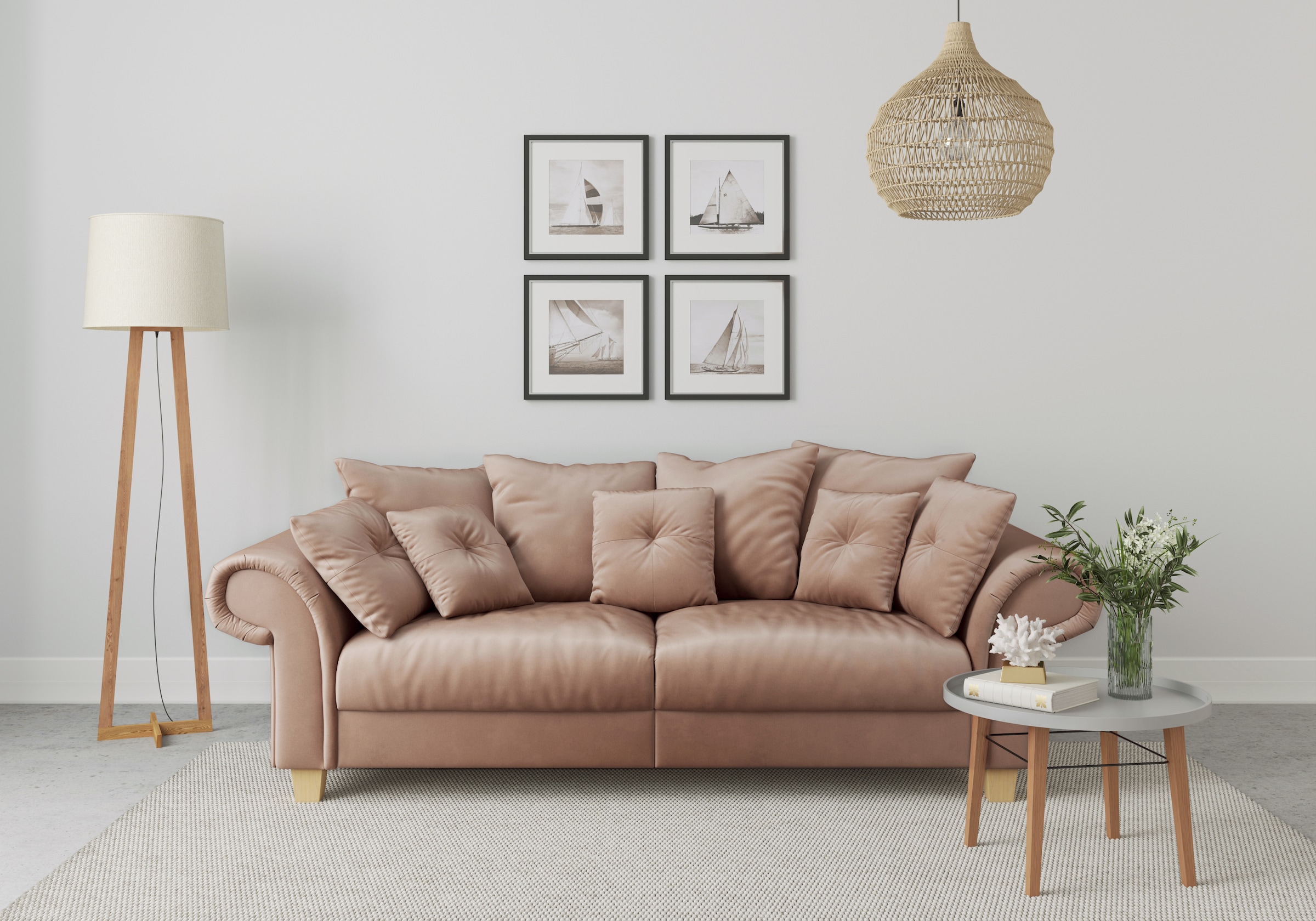Home affaire Big-Sofa »Queenie Megasofa«, (2 St.), mit weichem Sitzkomfort  und zeitlosem Design, viele kuschelige Kissen kaufen | BAUR