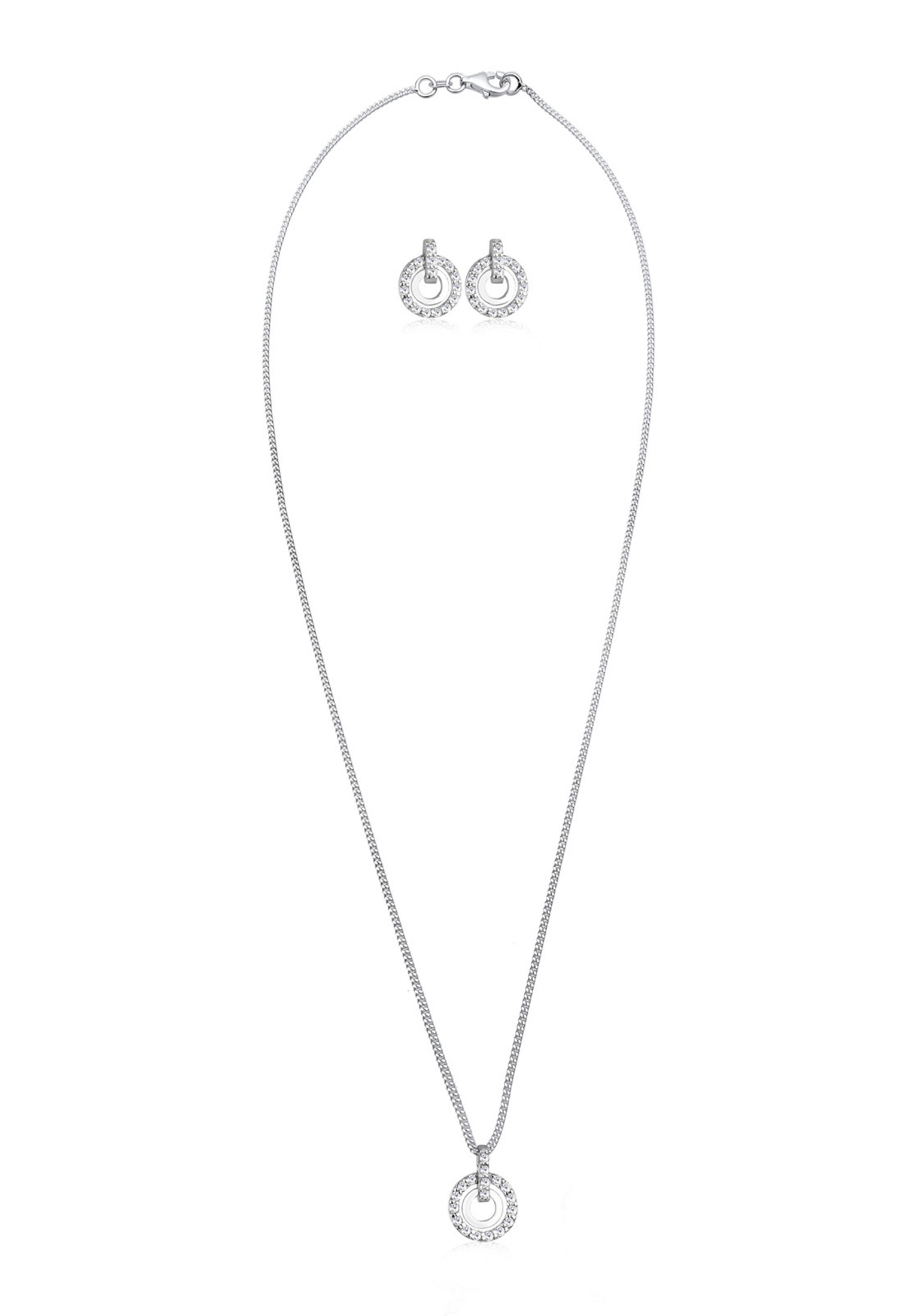Elli Schmuckset »Kreis Glas Kristalle Weiß 925 Sterling Silber«
