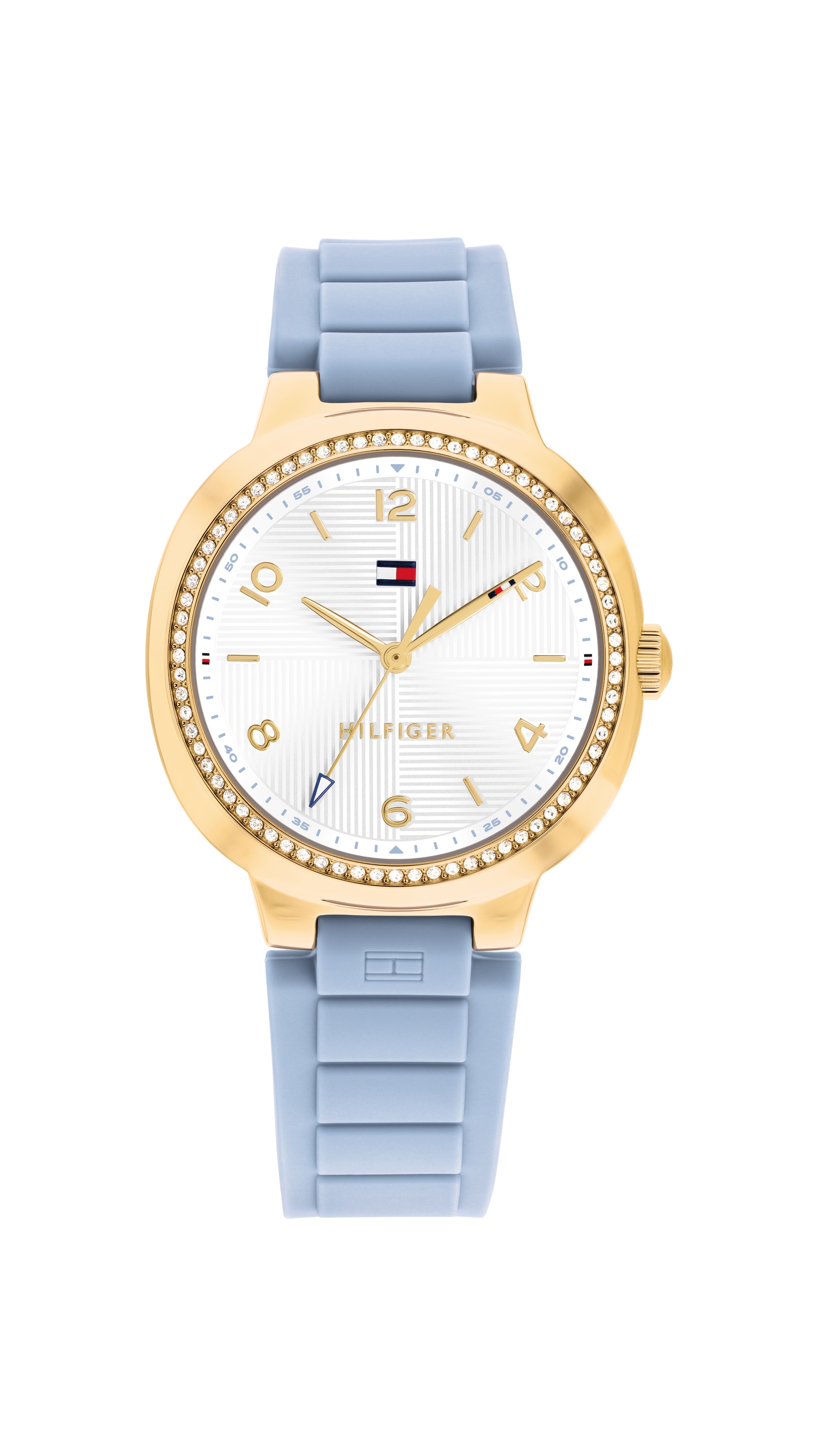 Tommy Hilfiger Quarzuhr »SAVANNAH« Armbanduhr, Damenuhr, Silikonarmband, analog, Glassteine