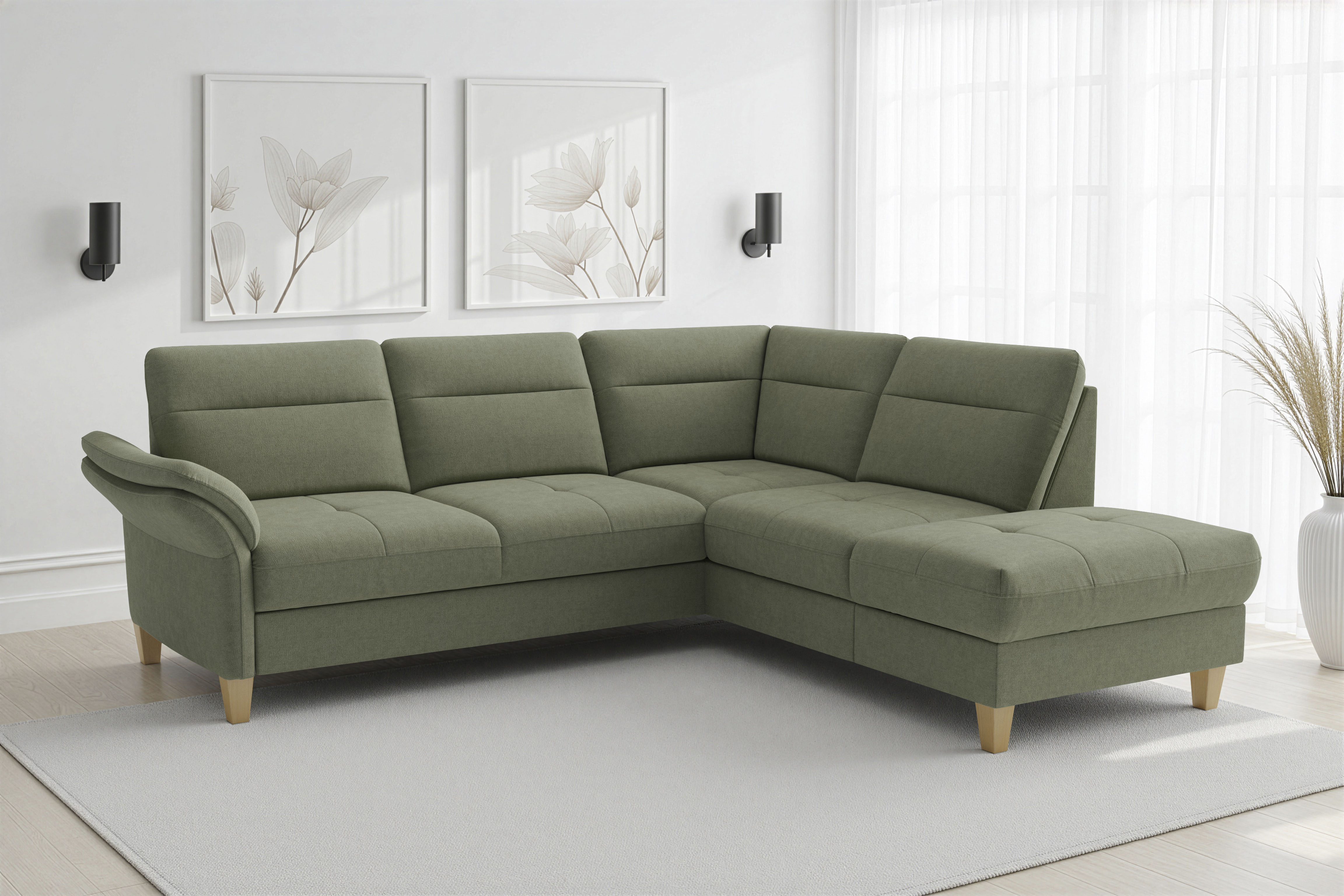 sit&more "Pamela L-Form, B: 218 cm, optional Schlaffunktion & Bettkasten" mit Federkern