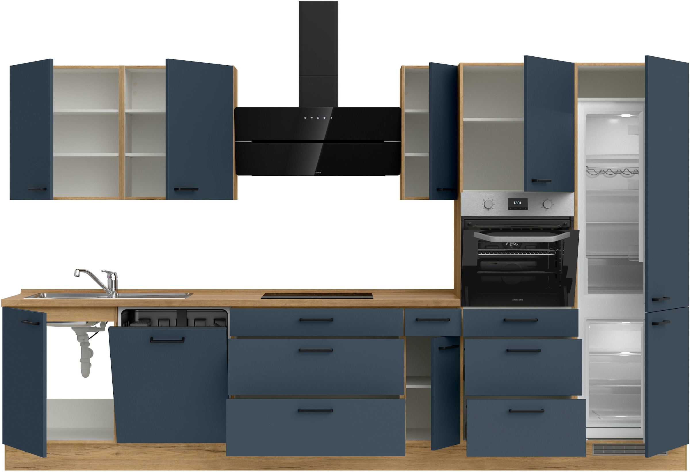 nobilia® Küchenzeile »"Easytouch II"«, vormontiert, Ausrichtung wählbar, Breite 360 cm, wahlw. mit E-Geräten