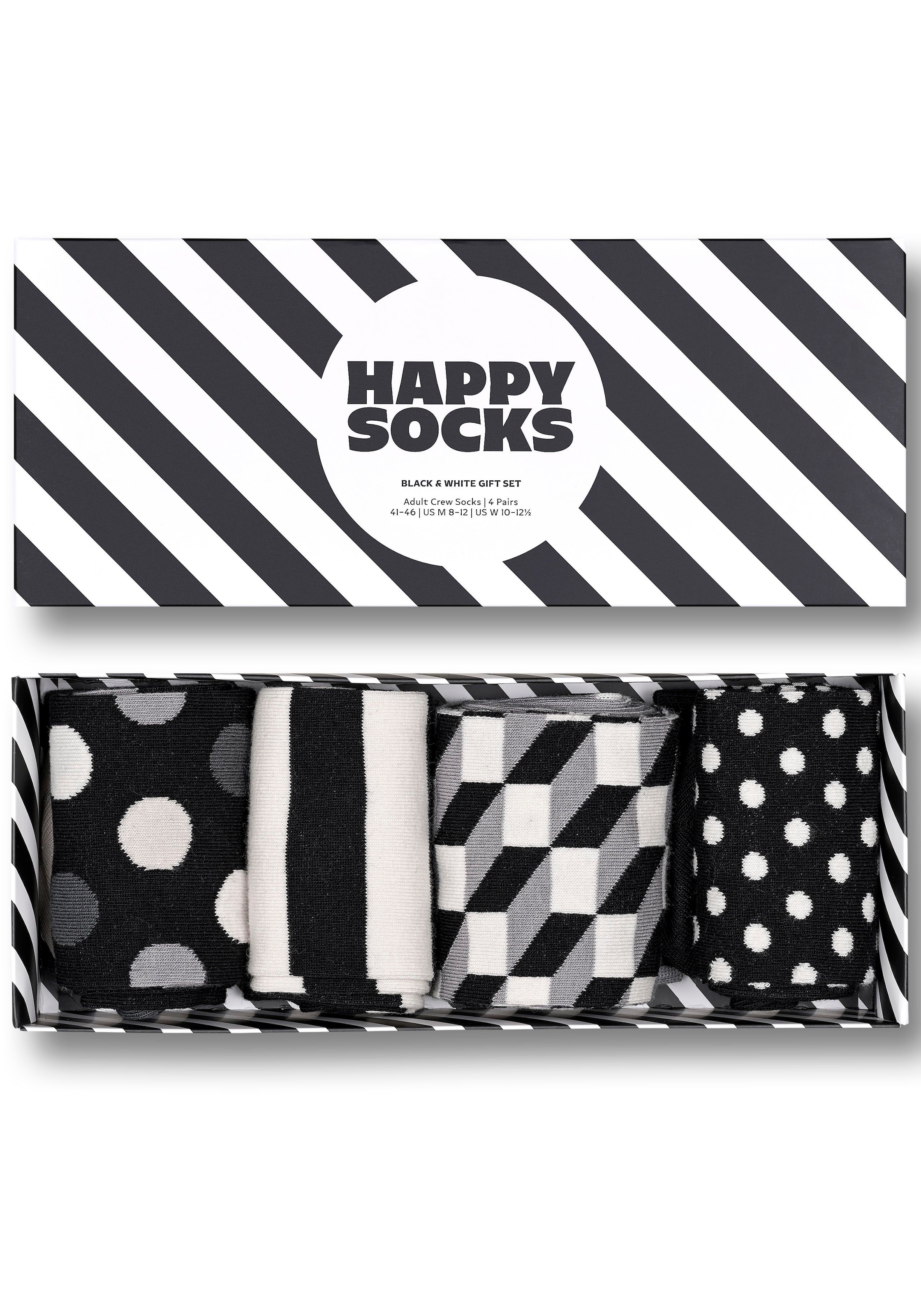 Happy Socks Socken, (Packung, 4 Paar), Classic Black & White Socks Gift Set