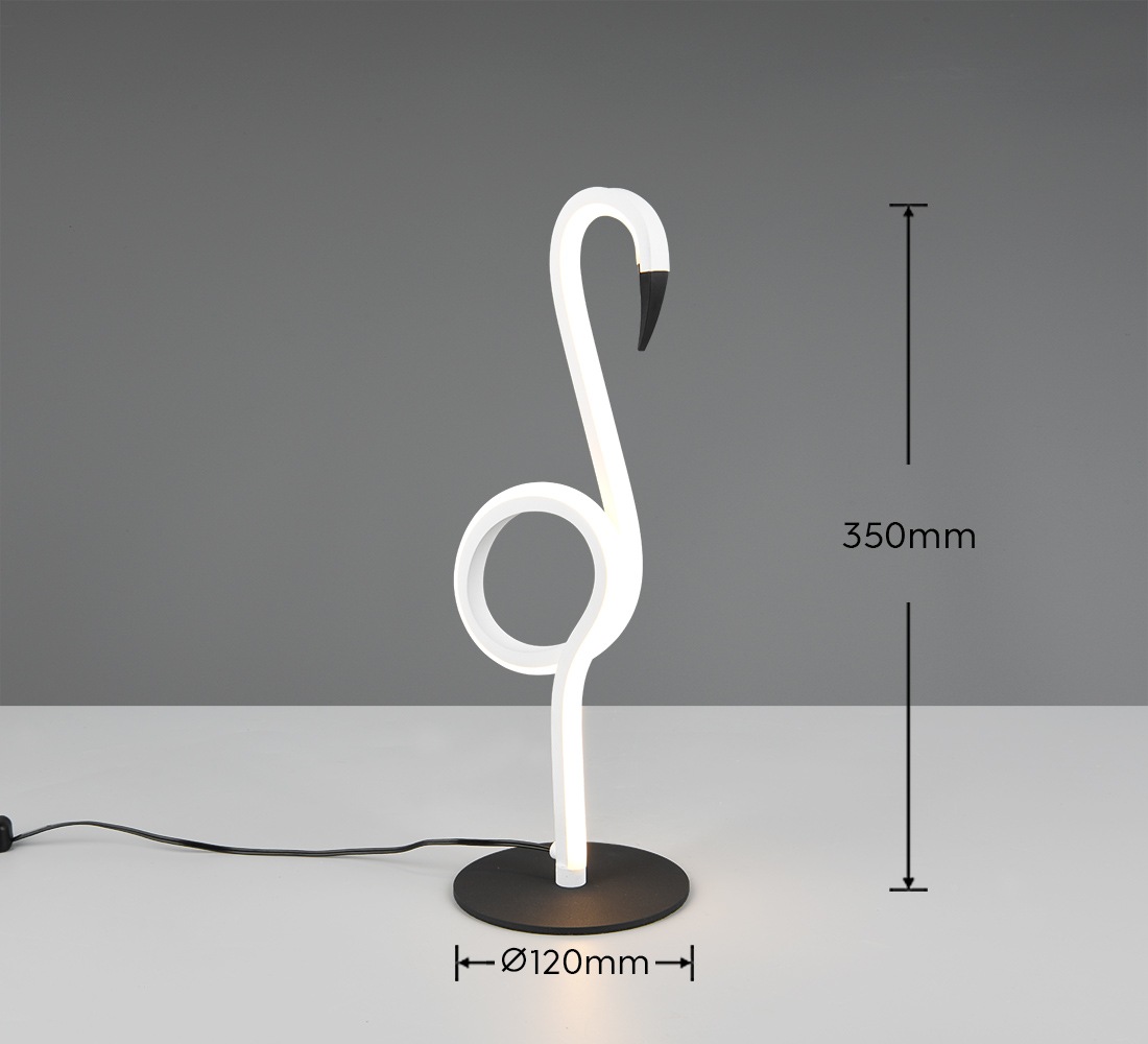 REALITY Leuchten LED Tischleuchte »INGO, LED Tischlampe in Flamingo Form, 6W 550 Lumen 300K warmweiß« LED-Board 1 Stk. Warmweiß Flamingo Lampe mit Schnurschalter, Höhe 35 cm Ø 12 cm Tiefe 14,5 cm
