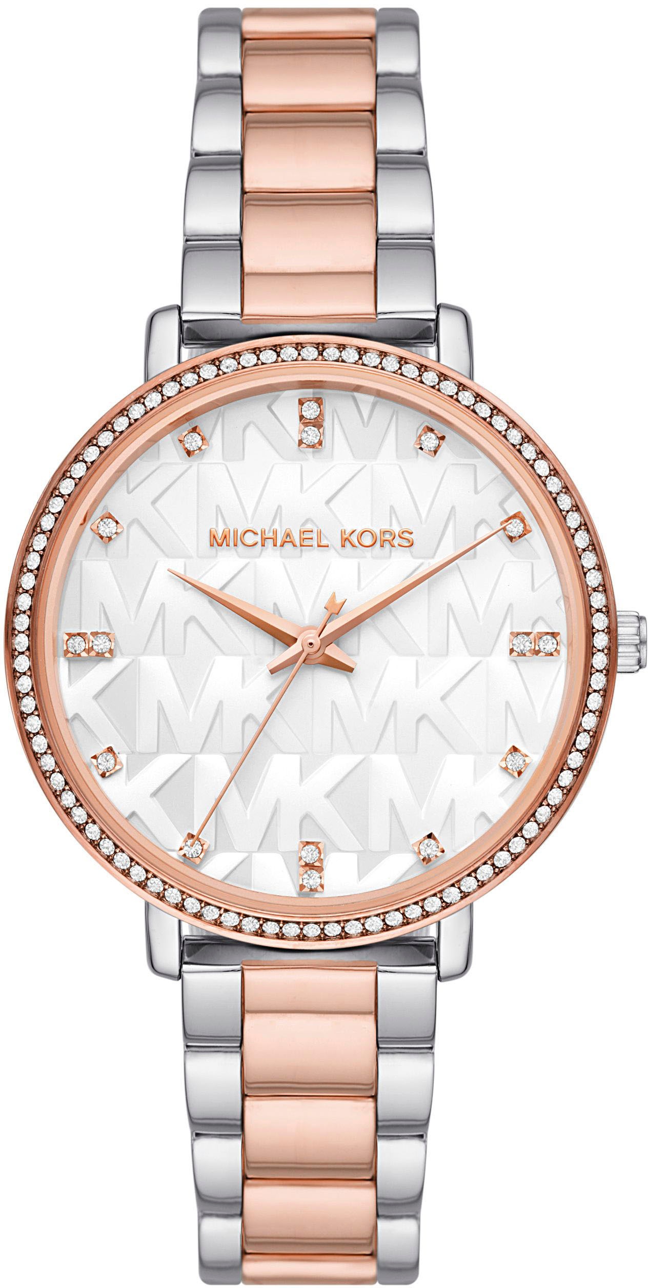 Quarzuhr MICHAEL KORS "PYPER", gold (edelstahlfarben, roségoldfarben, weiß), Armbanduhren, Damen, Quarzuhr, Armbanduhr, Damenuhr, Edelstahlarmband, analog, Glassteine 6
