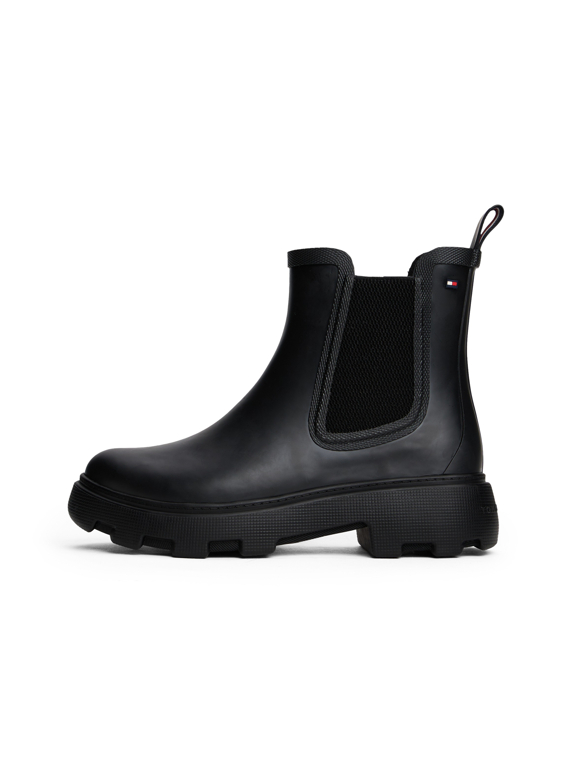 Tommy Hilfiger Chelseaboots »FLAG ANKLE RAINBOOT WARM LINING«, Blockabsatz, Rainboots, Stiefelette mit Flaggen-Stickerei