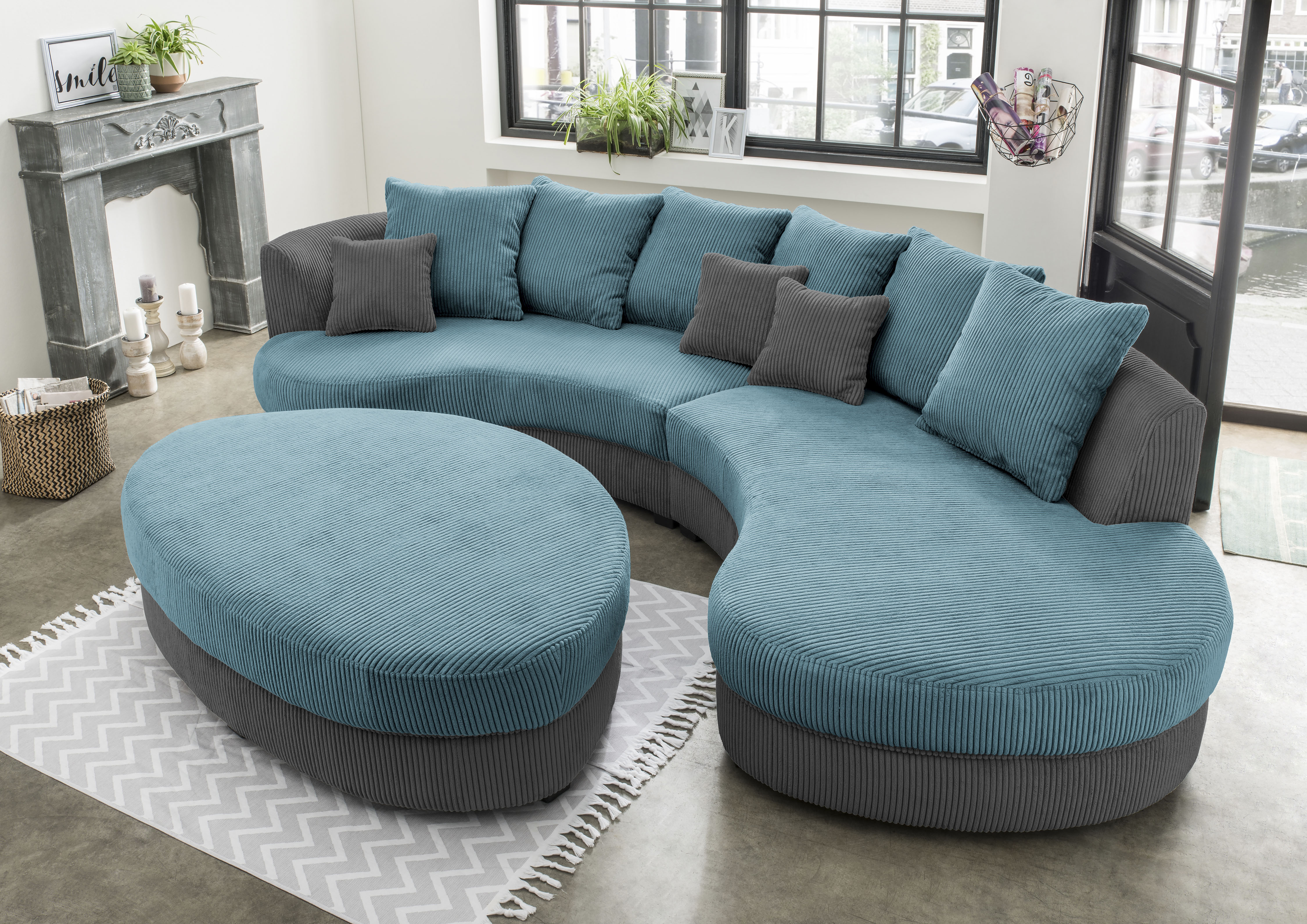 Home affaire Ecksofa "Lazio modern und bequem, schmale Armlehnen, tolle Detailverarbeitung" zwei verschiedene Fußfarben wählbar