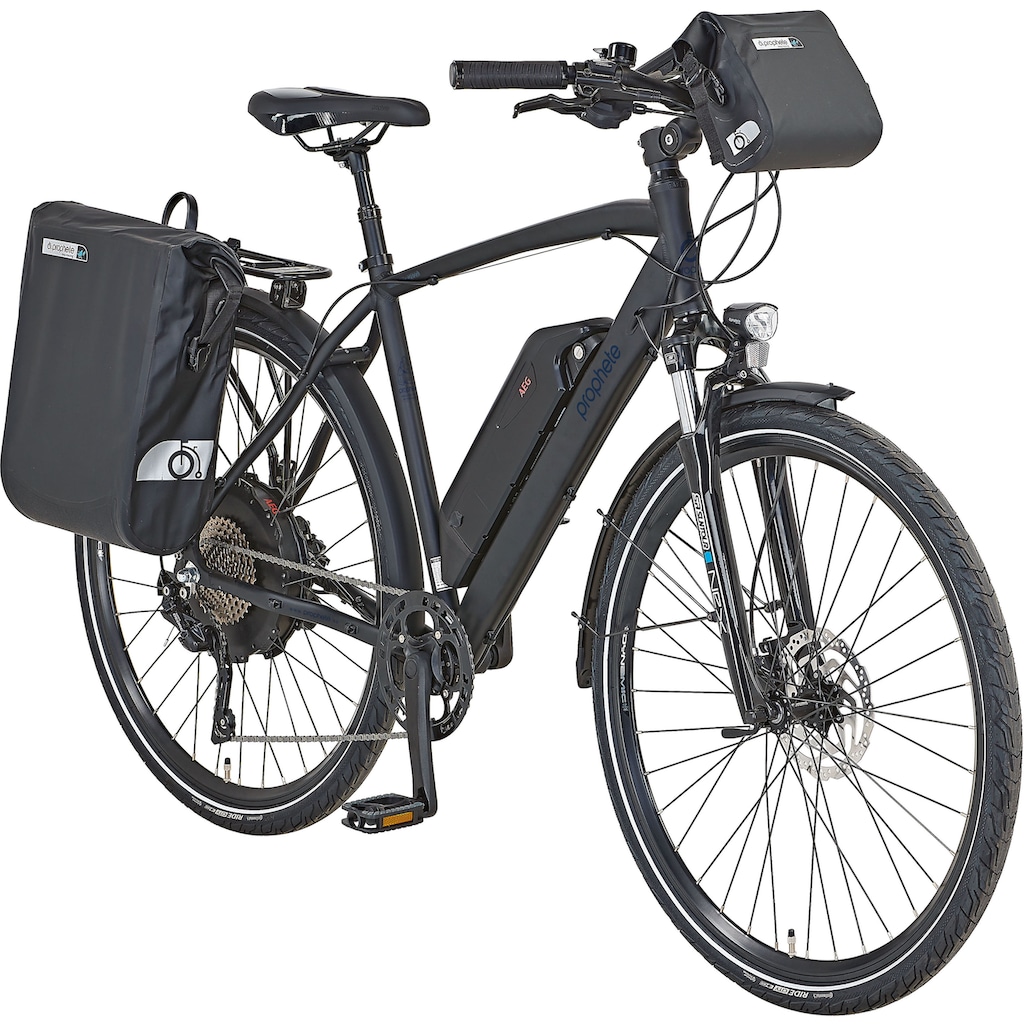 Prophete E-Bike »Prophete Entdecker e2000 Herren«, 10 Gang, Shimano, Deore RD-T6000, Heckmotor 250 W, (mit Gepäckträgertasche-mit Lenkertasche)