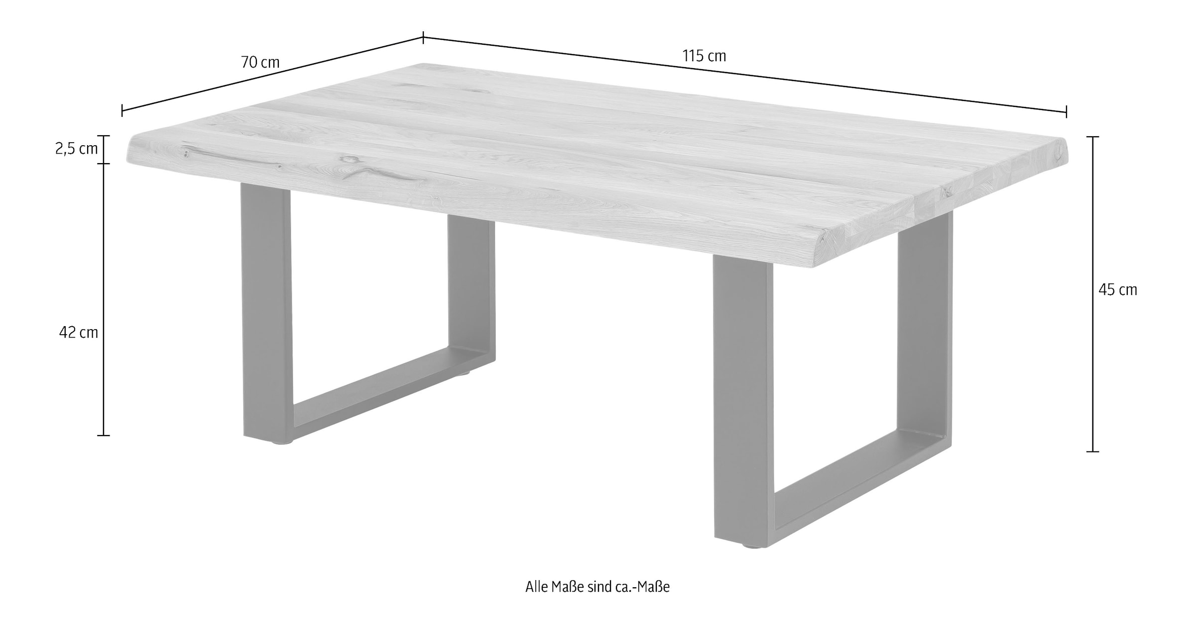 Home affaire Couchtisch »Tristan«, aus Massivholz Eiche mit Baumkante