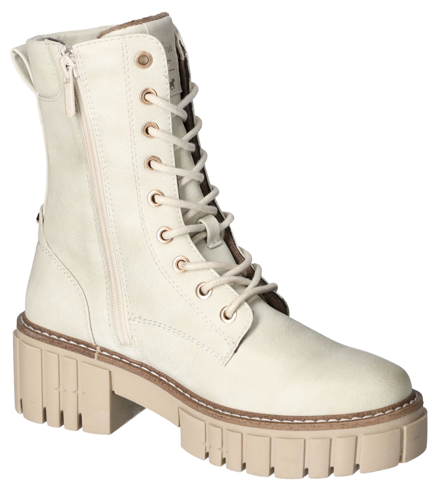 Mustang Shoes Schnürboots, Blockabsatz, Schnürstiefelette mit käftiger Profilsohle