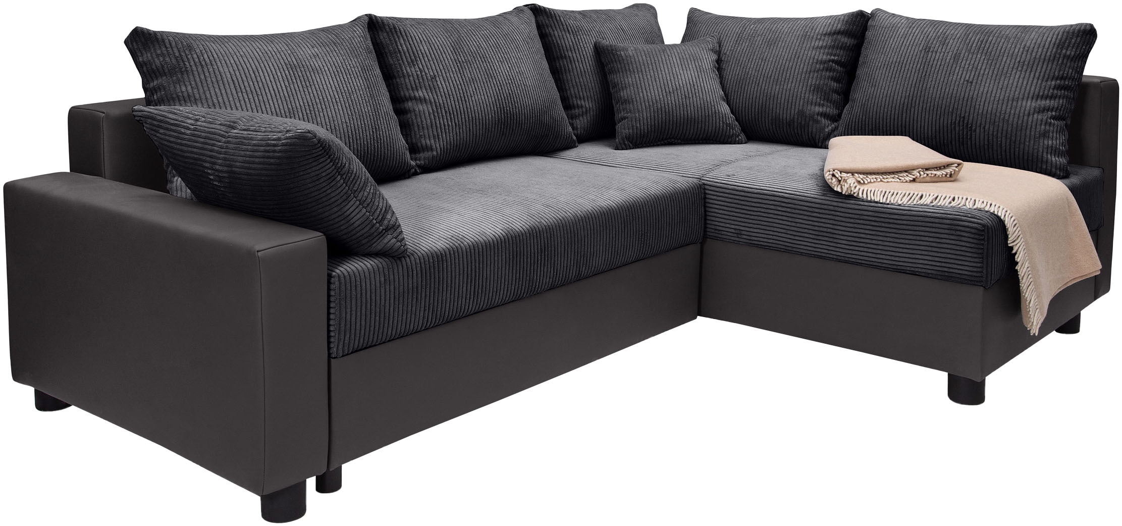 COLLECTION AB Ecksofa »Parma L-Form«, mit Schlaffunktion und Bettkasten, inklusive Kissen, Bonellfederkern