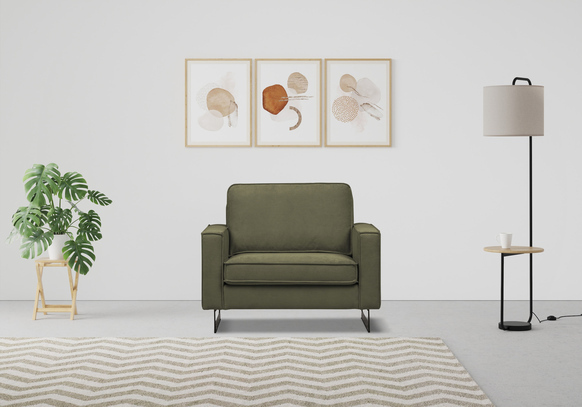 Places of Style Loveseat »Pinto«, mit Keder, Metallfüßen und auch in Cord Bezug erhältlich
