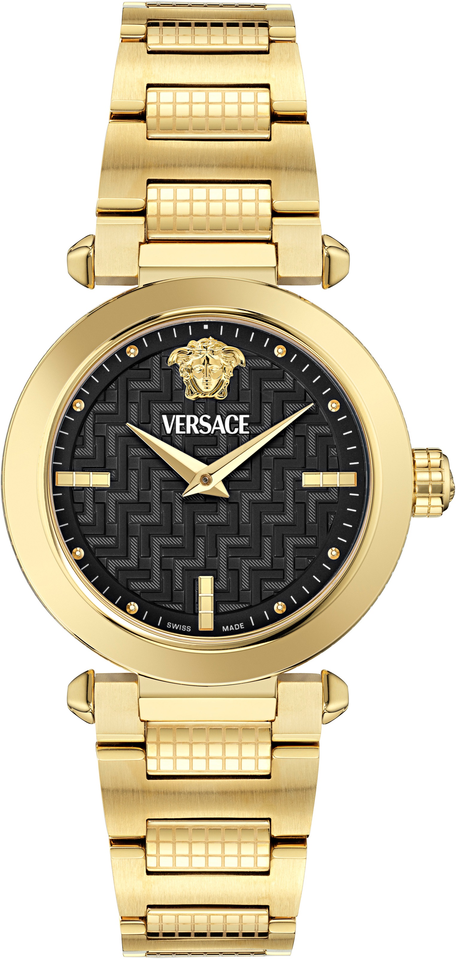 VERSACE Damen Quarzuhr "VERSACE GREEK", gold, Armbanduhren, Armbanduhr, Damenuhr, Swiss Made, Edelstahlarmband, analog