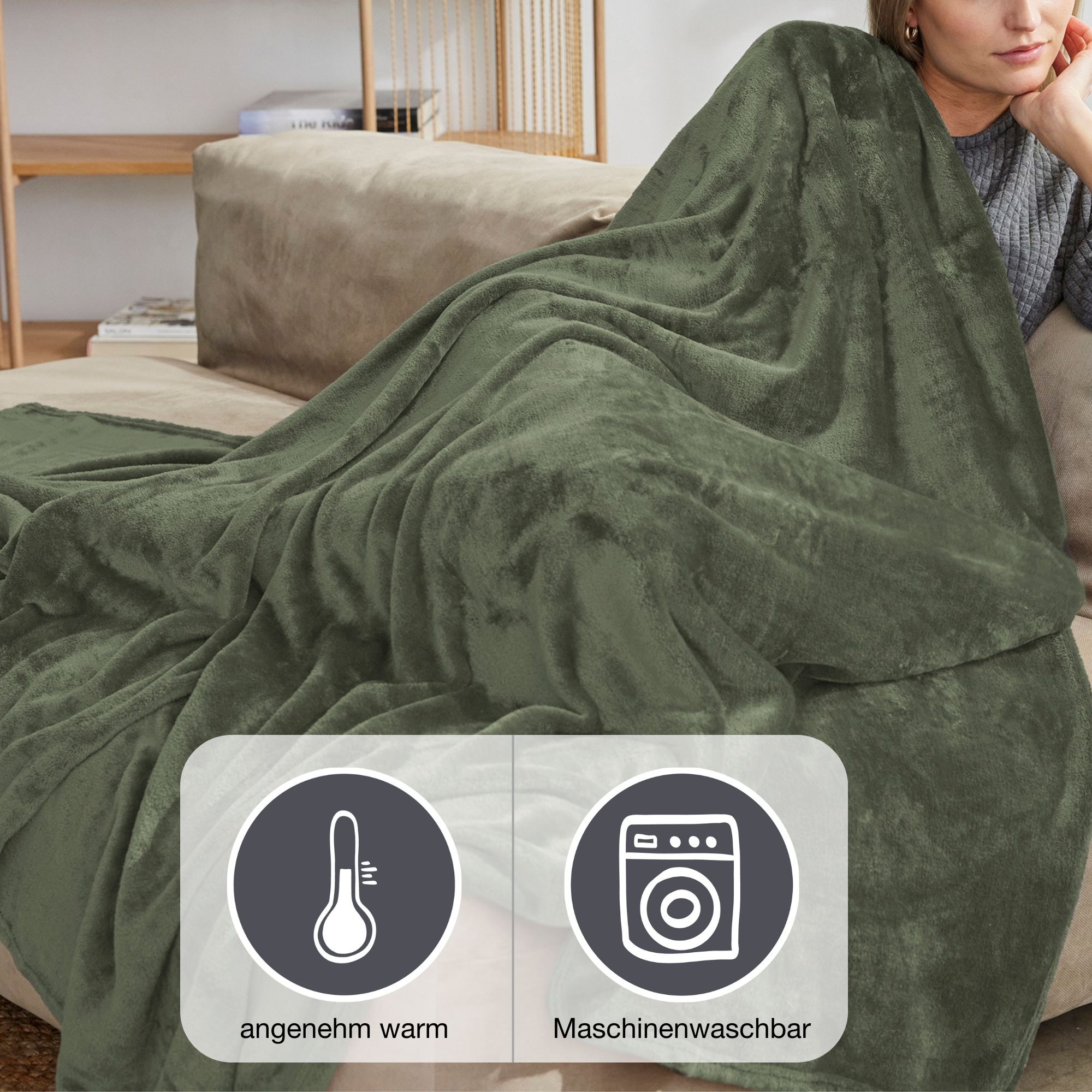 IBENA Wohndecke »Uni Fleecedecke Olbia«, einfarbig schick, Kuscheldecke