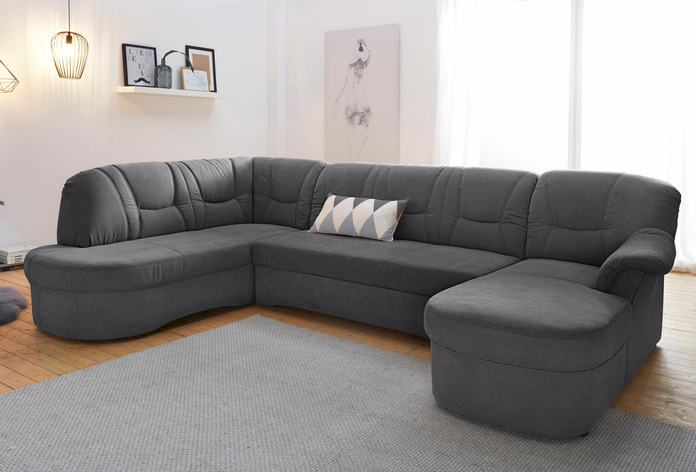 DOMO collection Wohnlandschaft »Sarafina, zeitlos und komfortabel, optional mit Federkern, U-Form«, wahlweise mit Bettfunktion