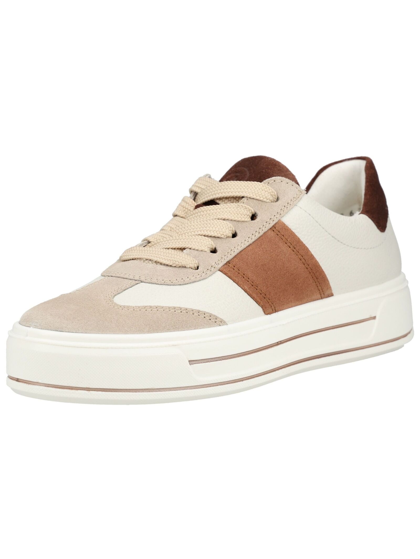 Plateausneaker ARA "Ara Sneaker Leder", Damen, Gr. 39, weiß, braun, Leder, Schuhe Plateausneaker