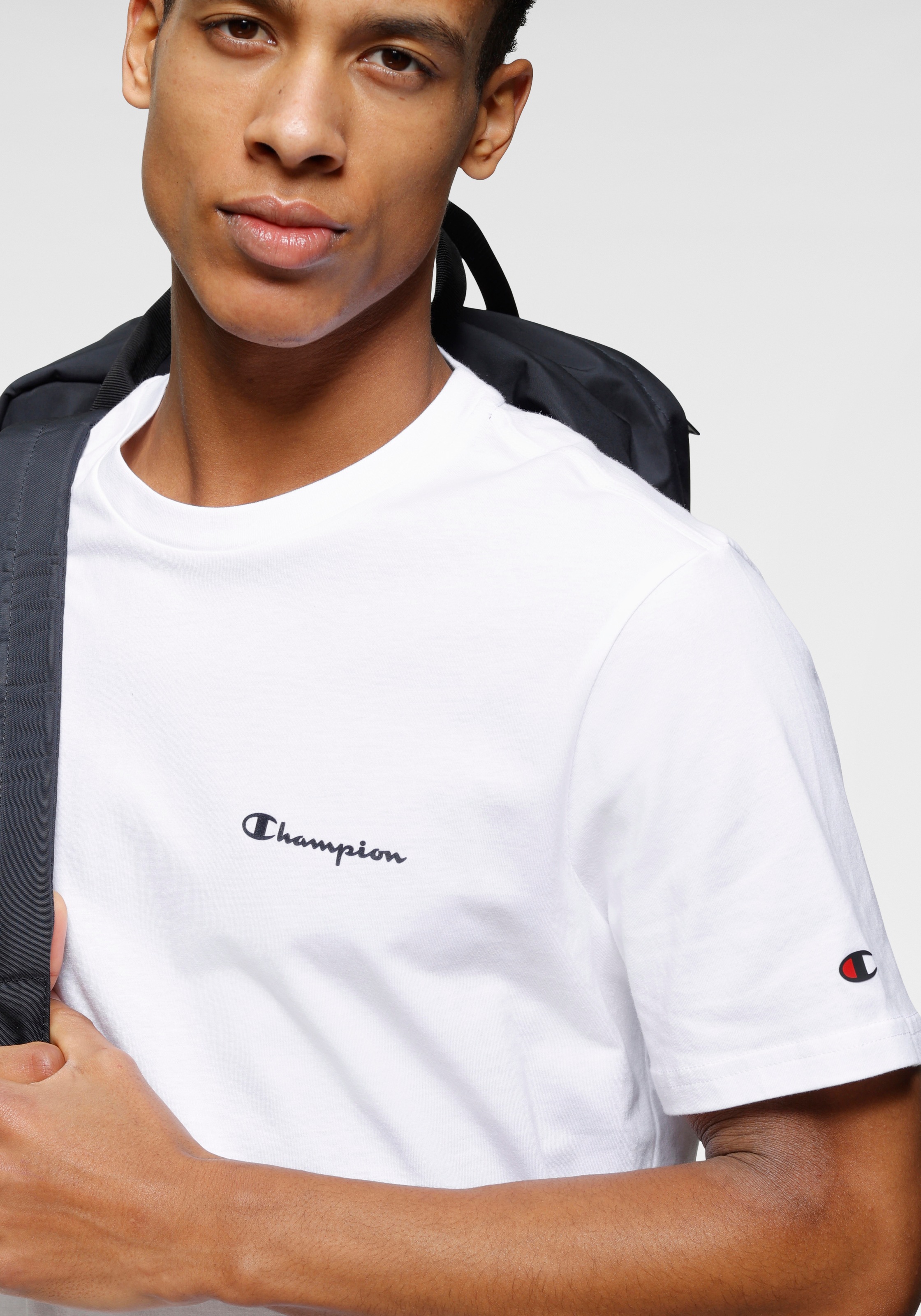 T-Shirt CHAMPION, Herren, Gr. XXL (54), schwarz-weiß (weiß, schwarz), Obermaterial: 100% Baumwolle, Basic hüftlang, Rundhals, Shirts T-Shirt 3