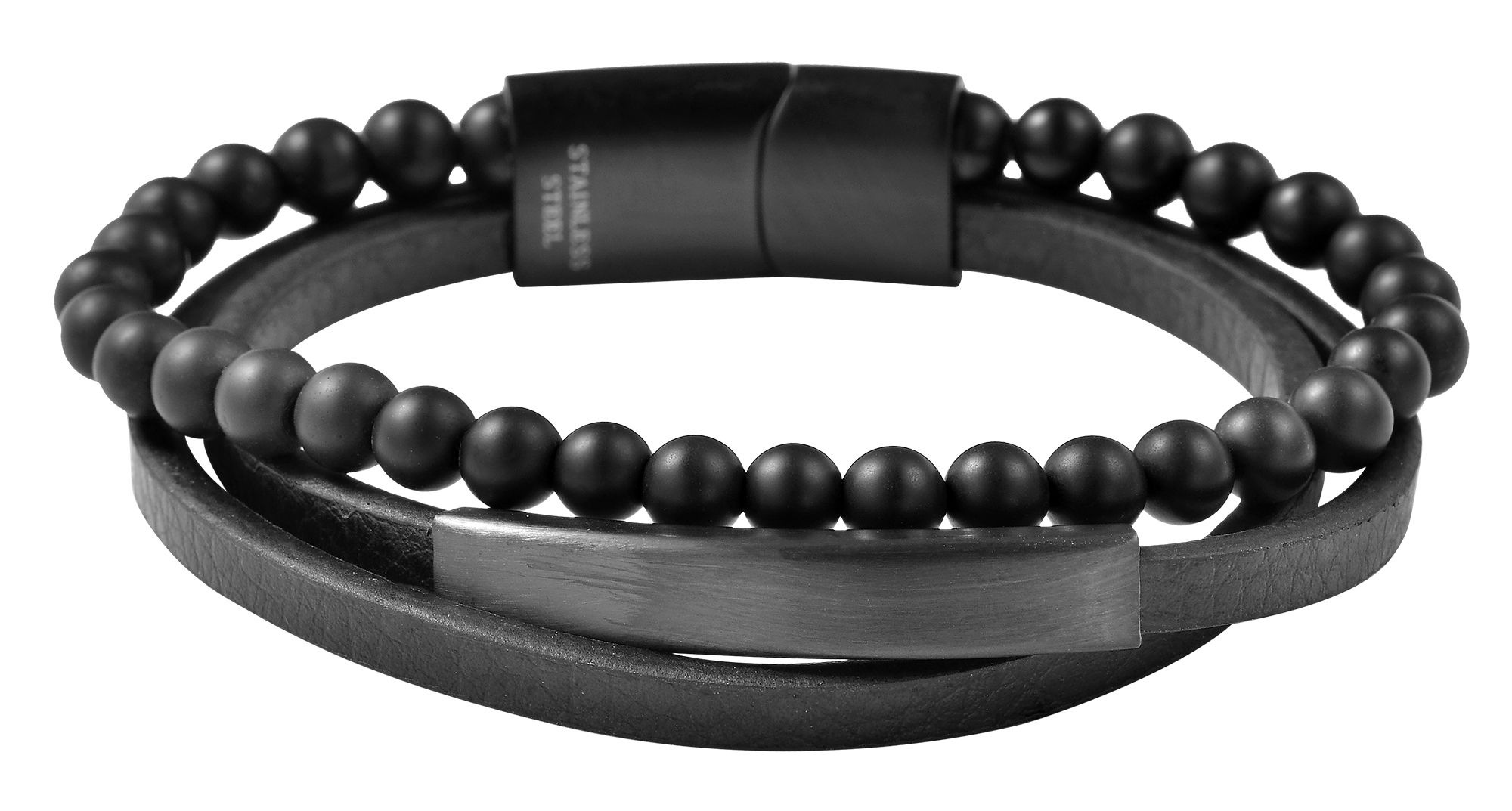 Adelia´s Armband »Unisex Armband – Lederarmband aus Leder mit Onyx 19 cm« Perfekt zum Verschenken an besondere Menschen