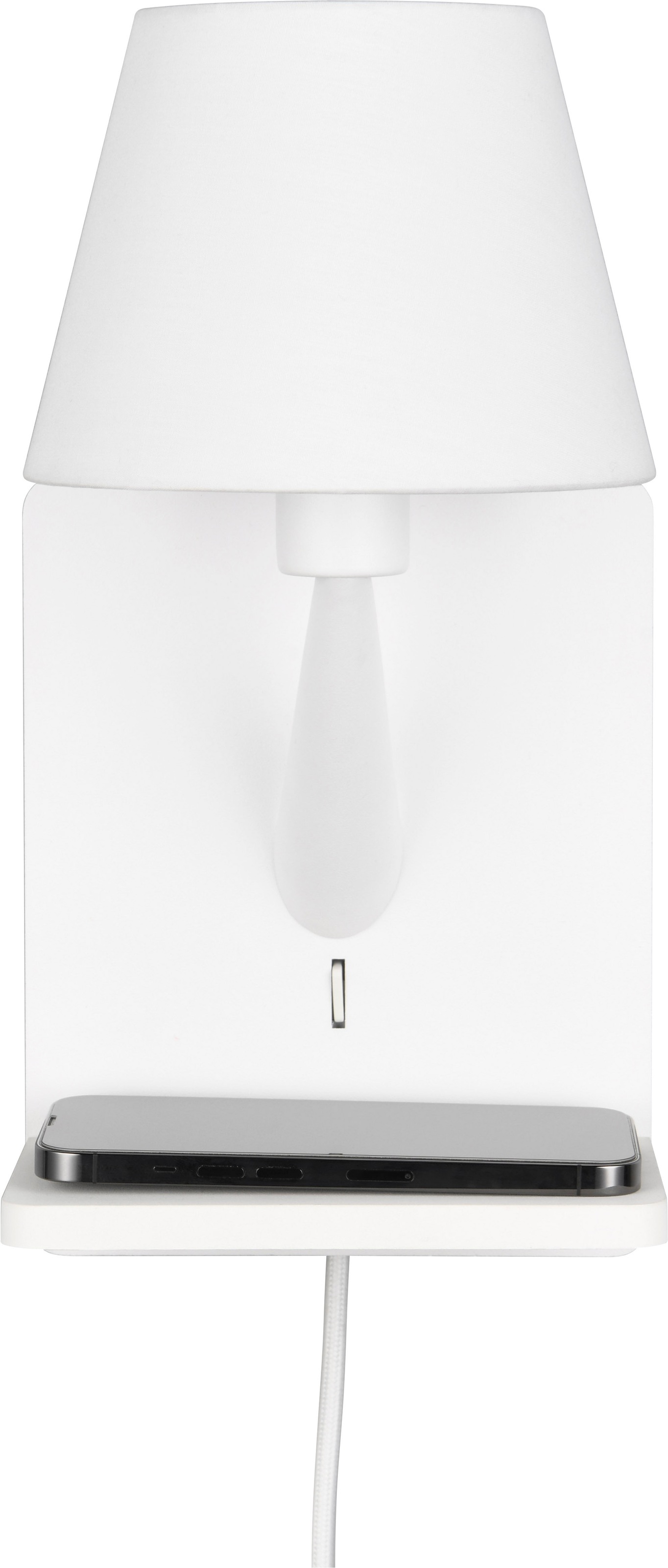 TRIO Leuchten Wandleuchte »COMFORT, Wand Nachttischleuchte, induktive Ladestation USB-Anschluss« E14 1 Stk. warmweiß - kaltweiß LED Wandleuchte indirektes Licht, exkl 1x E14 max 40W, Stoffschirm
