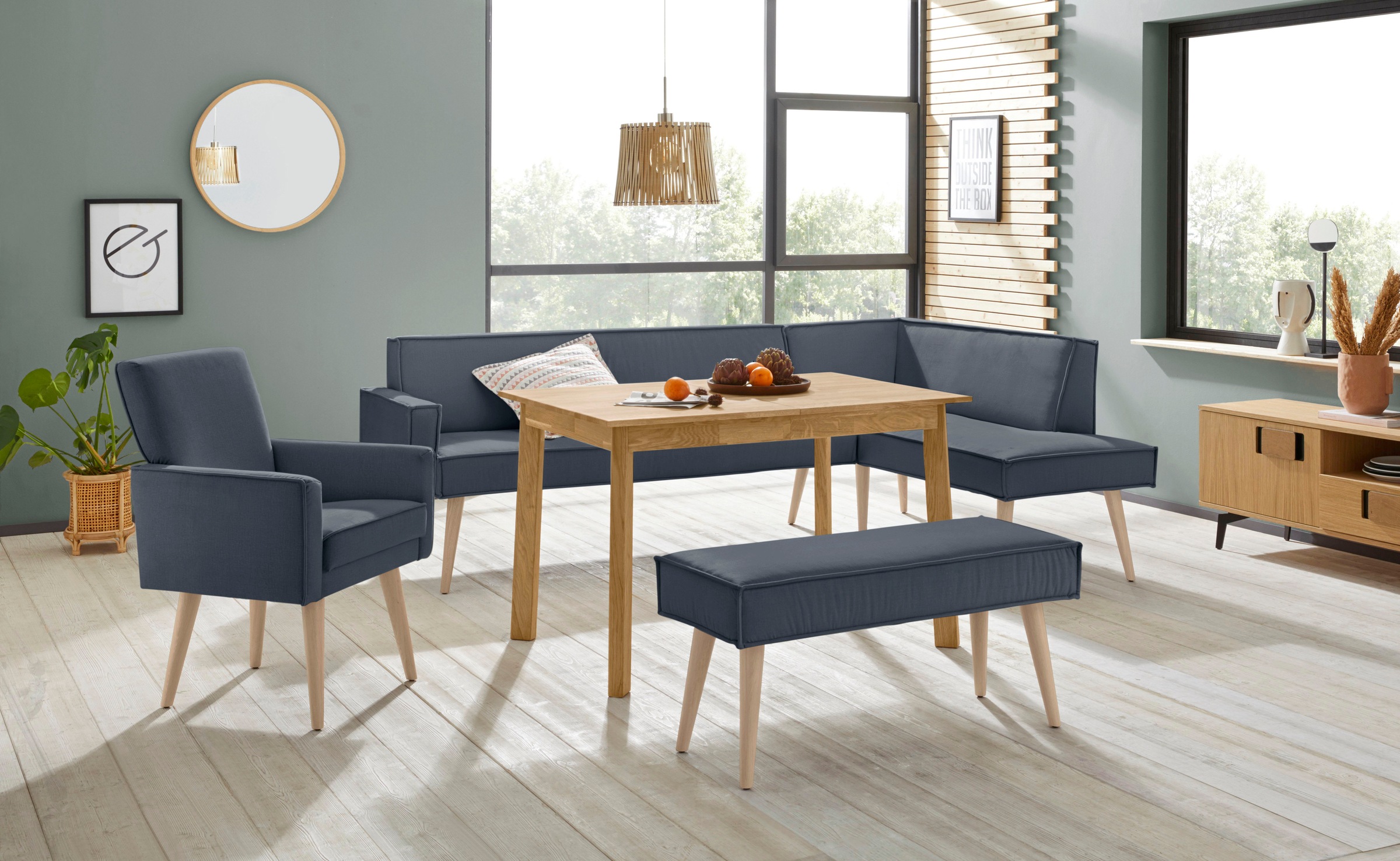 exxpo - sofa fashion Sessel »Lungo, Loungesessel mit moderner Kedernaht, bequem und elegant«, Breite 64 cm, hoher Holzfuß