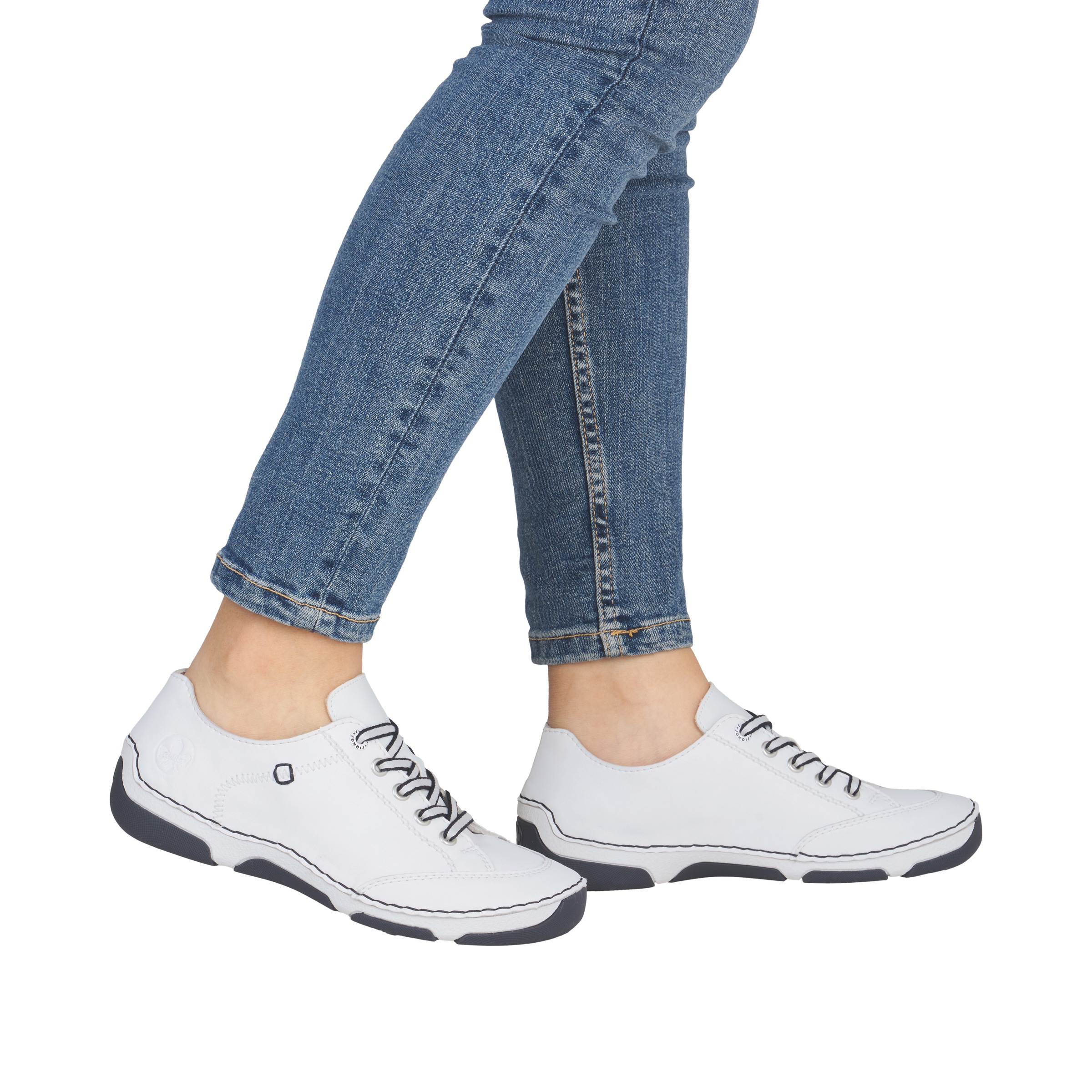 Sneaker RIEKER, Herren, Gr. 40, weiß, Glattleder, Schuhe Sneaker, Halbschuh, Freizeitschuh, Schnürschuh mit Rahmennaht 3