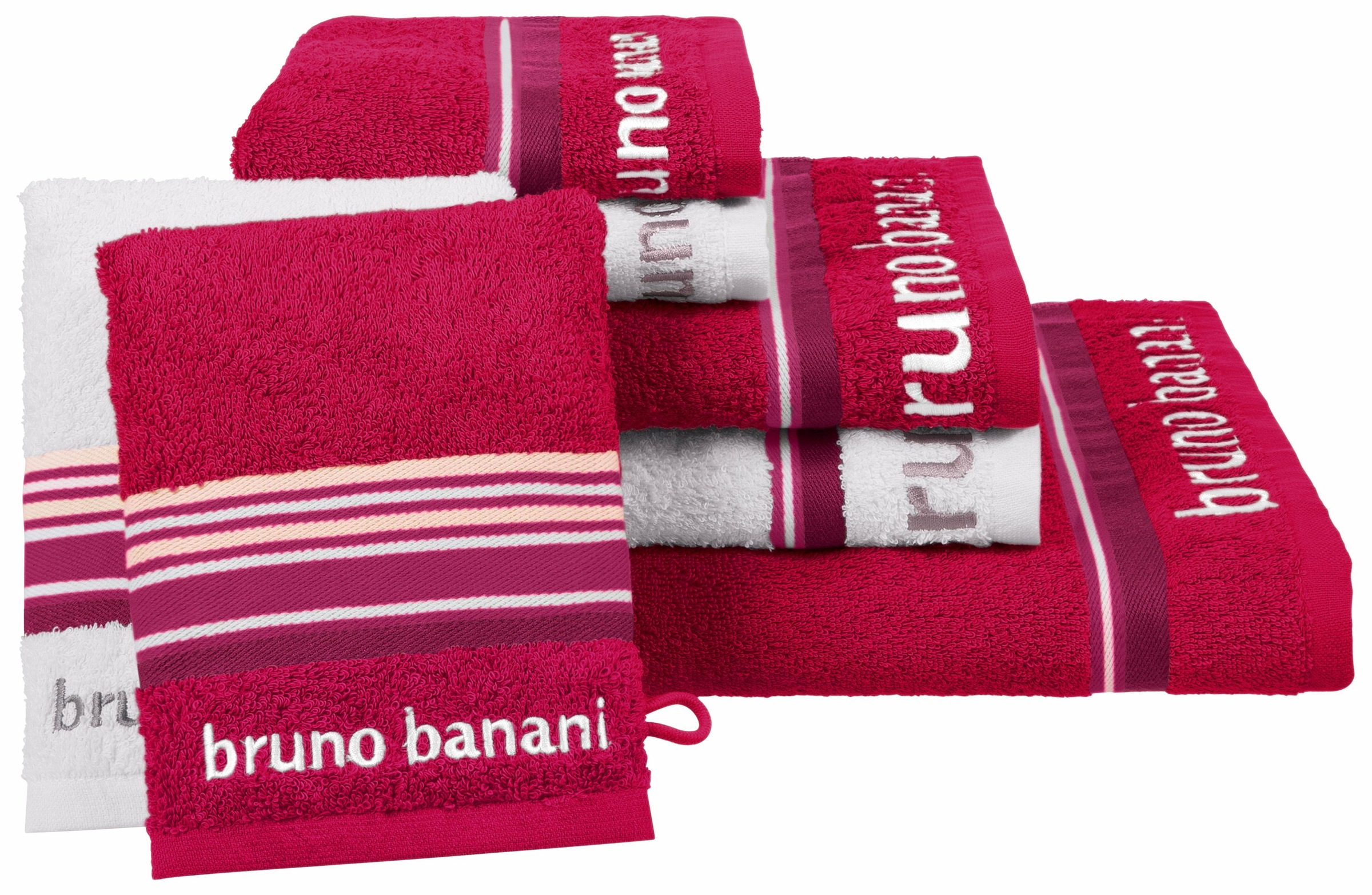 Bruno Banani Handtuch Set "Maja", (Set, 7 St., 1 Duschtuch 70 x 140 cm-2 Handtücher 50 x 100 cm-2 Gästetücher 30 x 50 cm