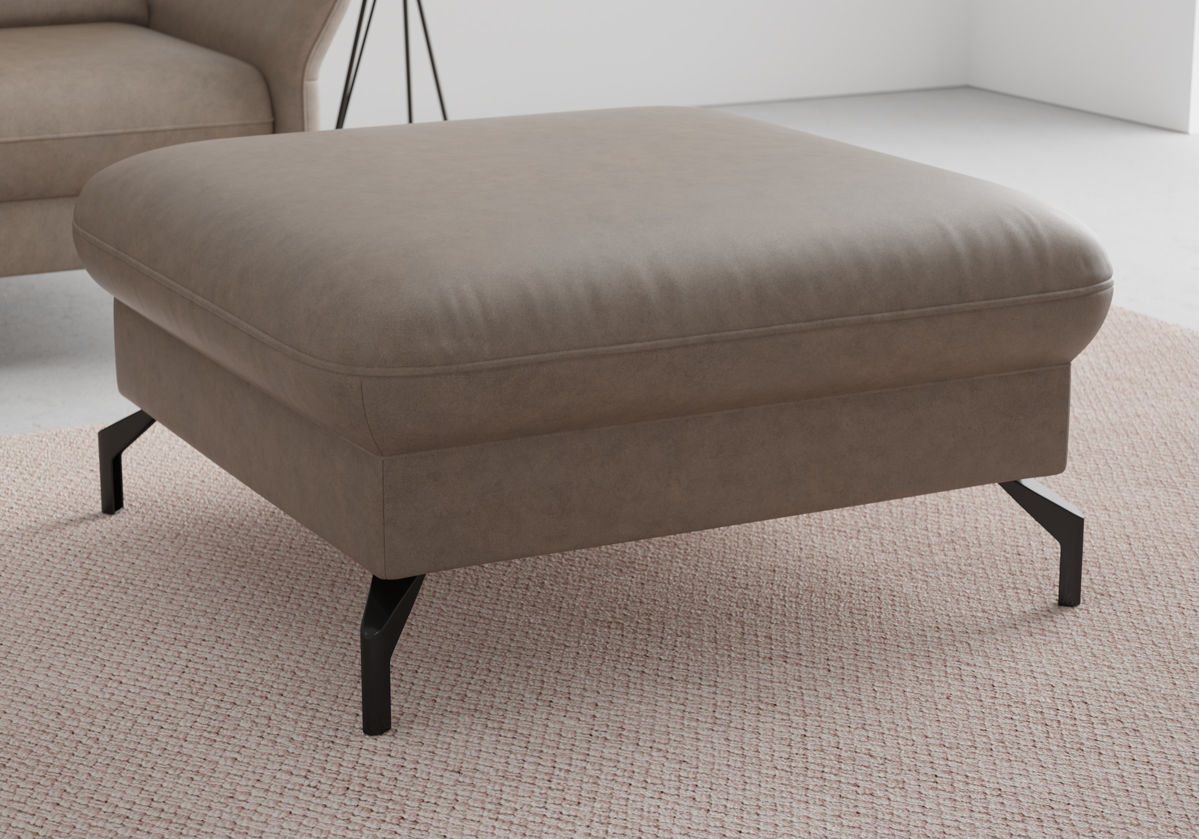 sit&more Hocker »Fashion«, inklusive Federkern, mit hochwertigen, schwarzen Metallfüßen