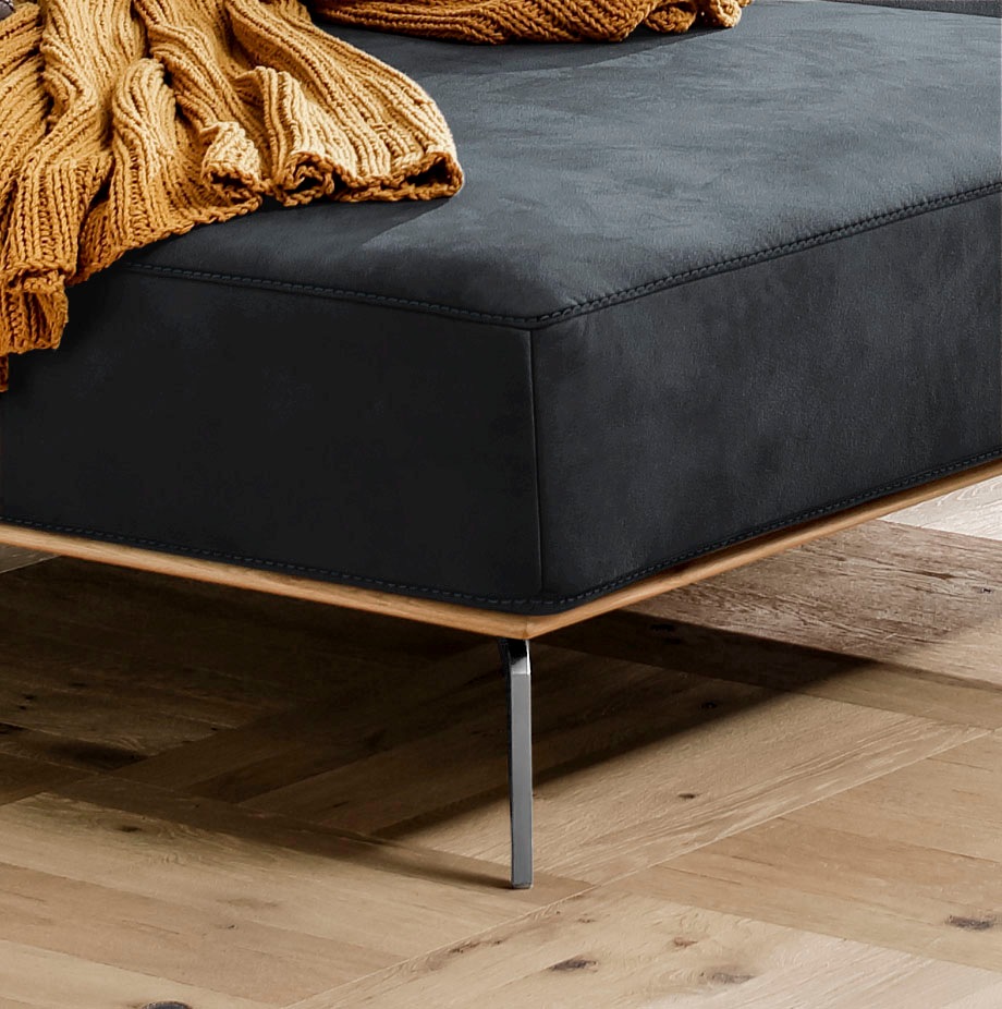 W.SCHILLIG Ecksofa »run, Designsofa mit tollem Sitzkomfort, bequem, L-Form«, mit elegantem Holzsockel, Füße in Chrom glänzend, Breite 319 cm