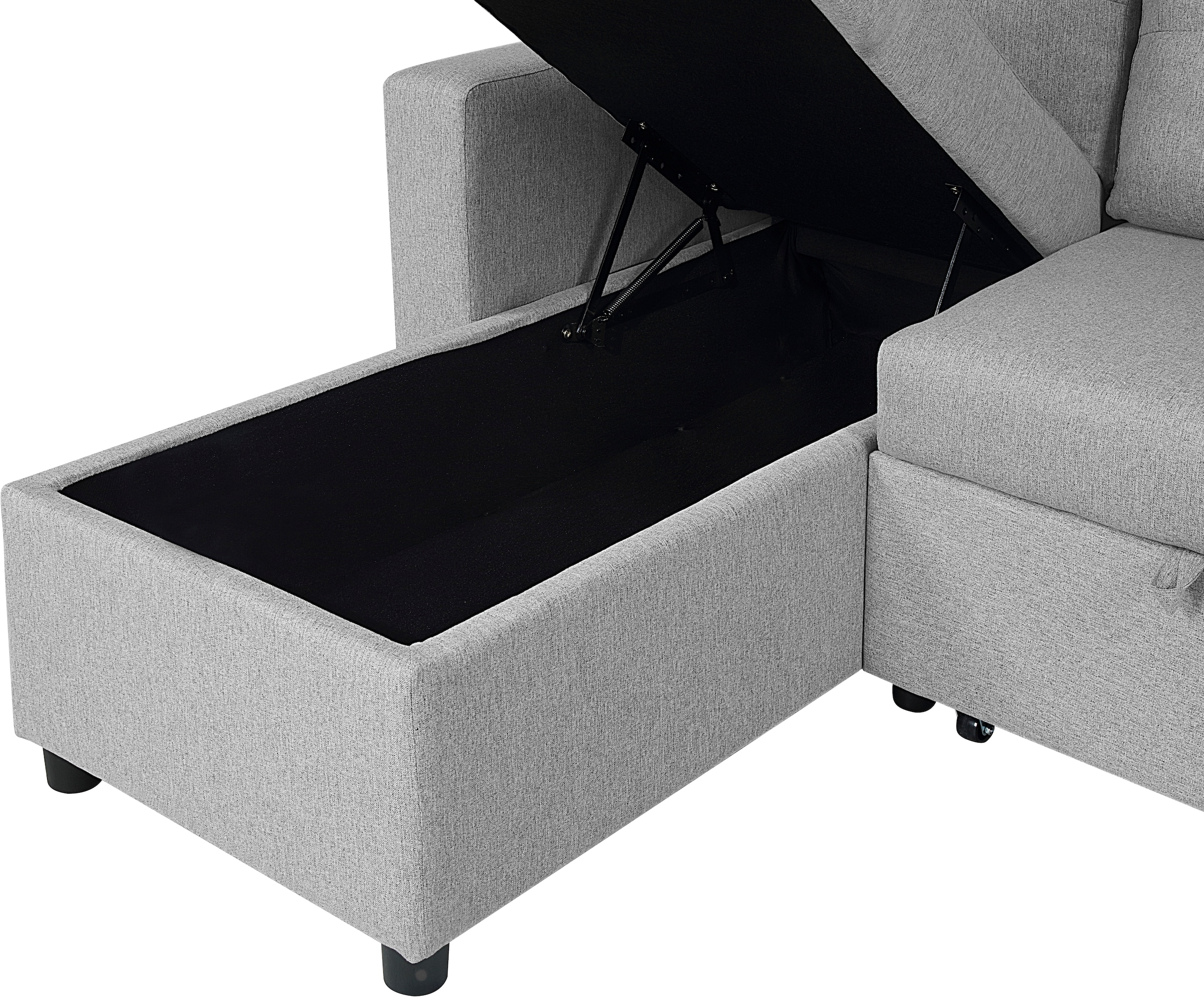 ATLANTIC home collection Ecksofa »Gino L-Form«, mit Schlaffunktion und Stauraum, Recamiere beidseitig montierbar