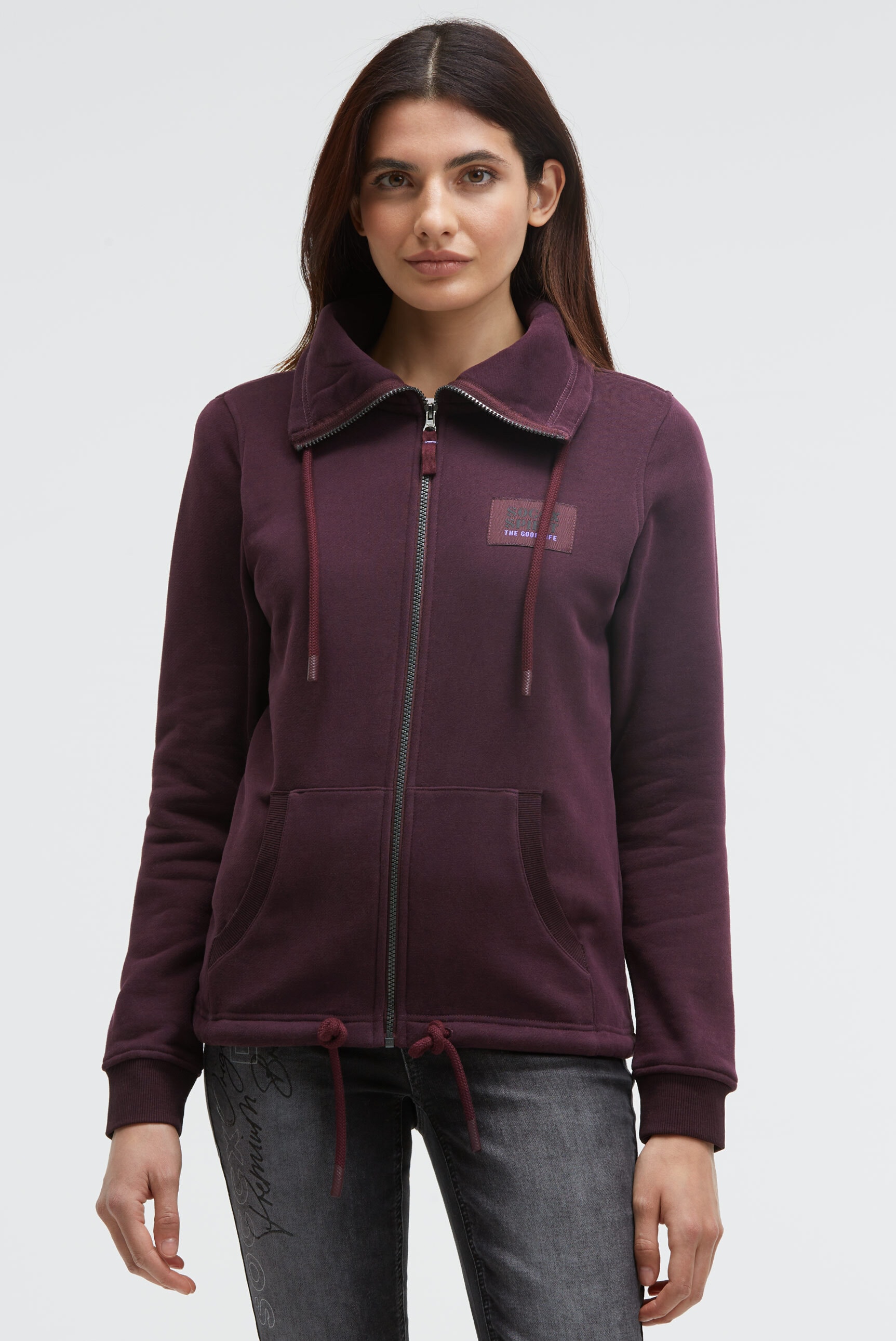 SOCCX Sweatjacke, mit Bindeband am Saum