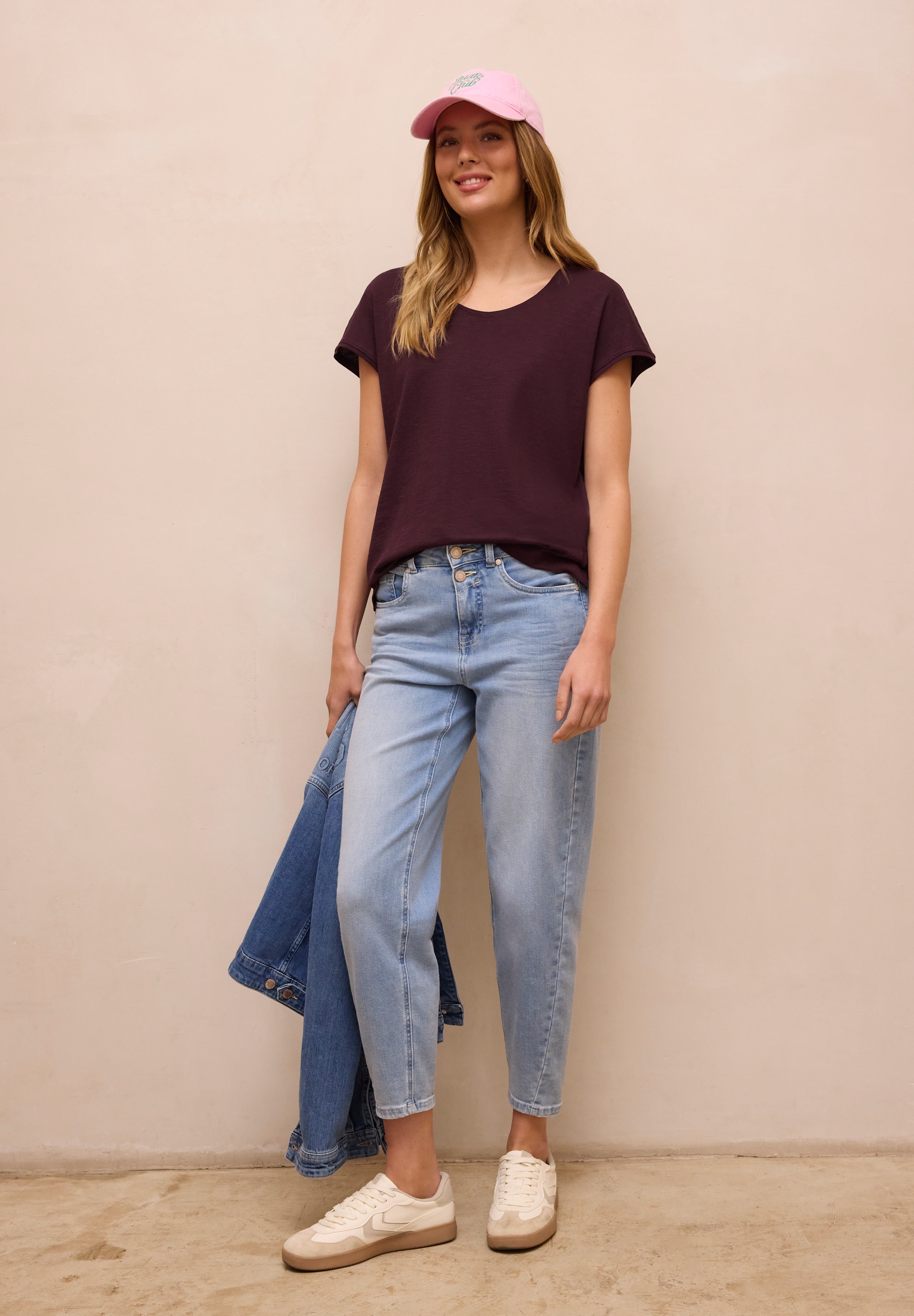 STREET ONE STUDIO V-Shirt mit abgerundetem V-Ausschnitt