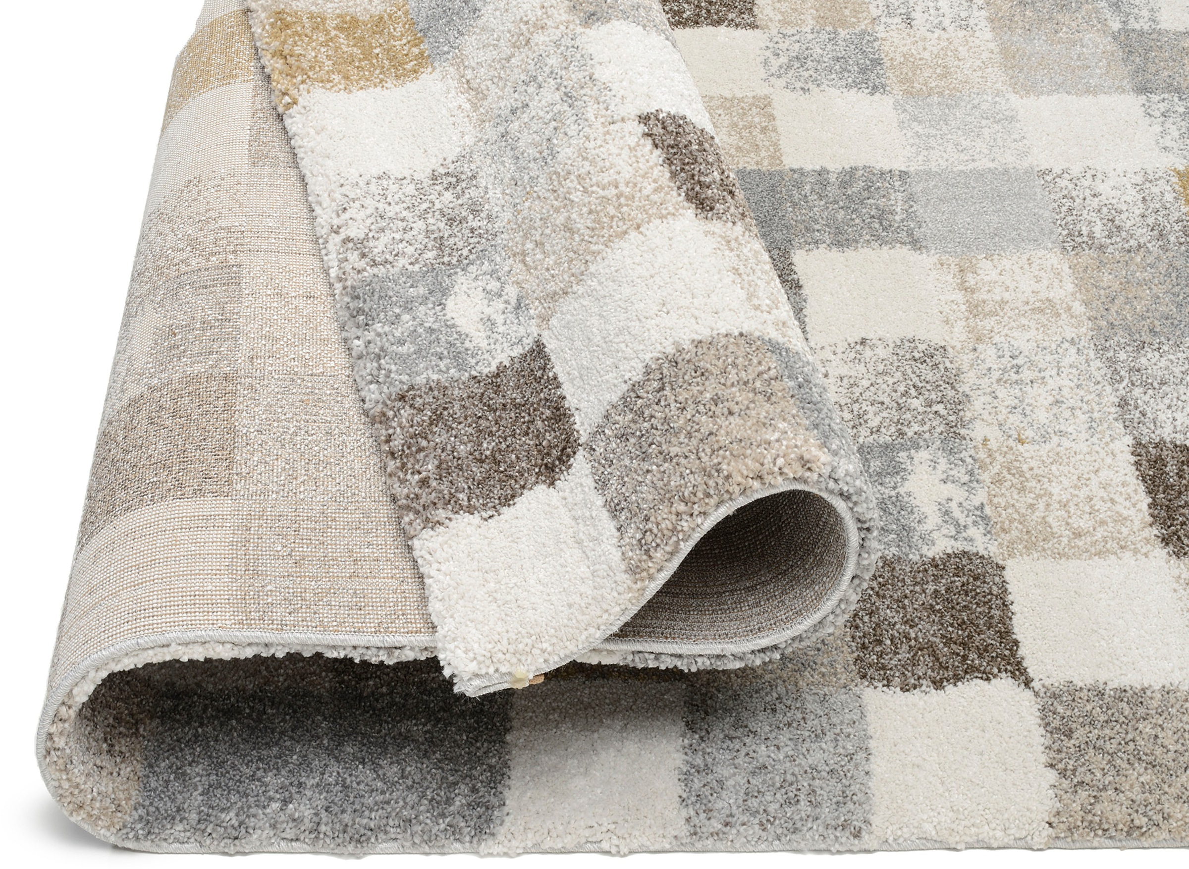Teppich OCI DIE TEPPICHMARKE "NEW VILLA SQUARES", grau (grau, creme), B:80cm H:20mm L:150cm, Polypropylen, Teppiche, Teppich, feine Karos, meliert, Wohnzimmer 3