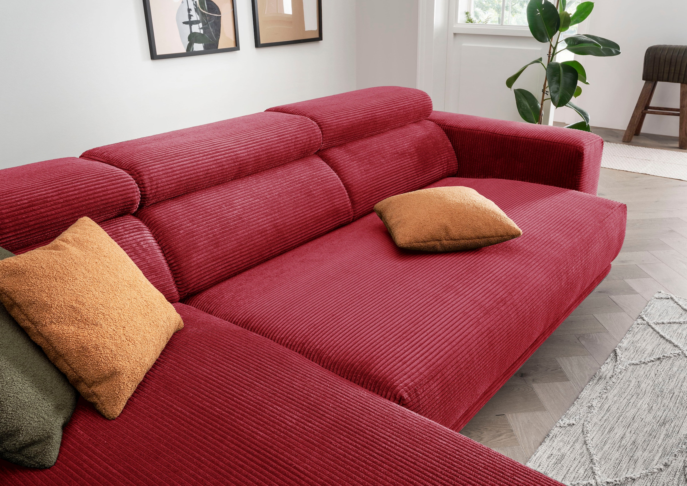 alina Ecksofa »Hikari«, wahlweise mit Sitzvorzug, in modernem Cordstoff, Breite 302 cm