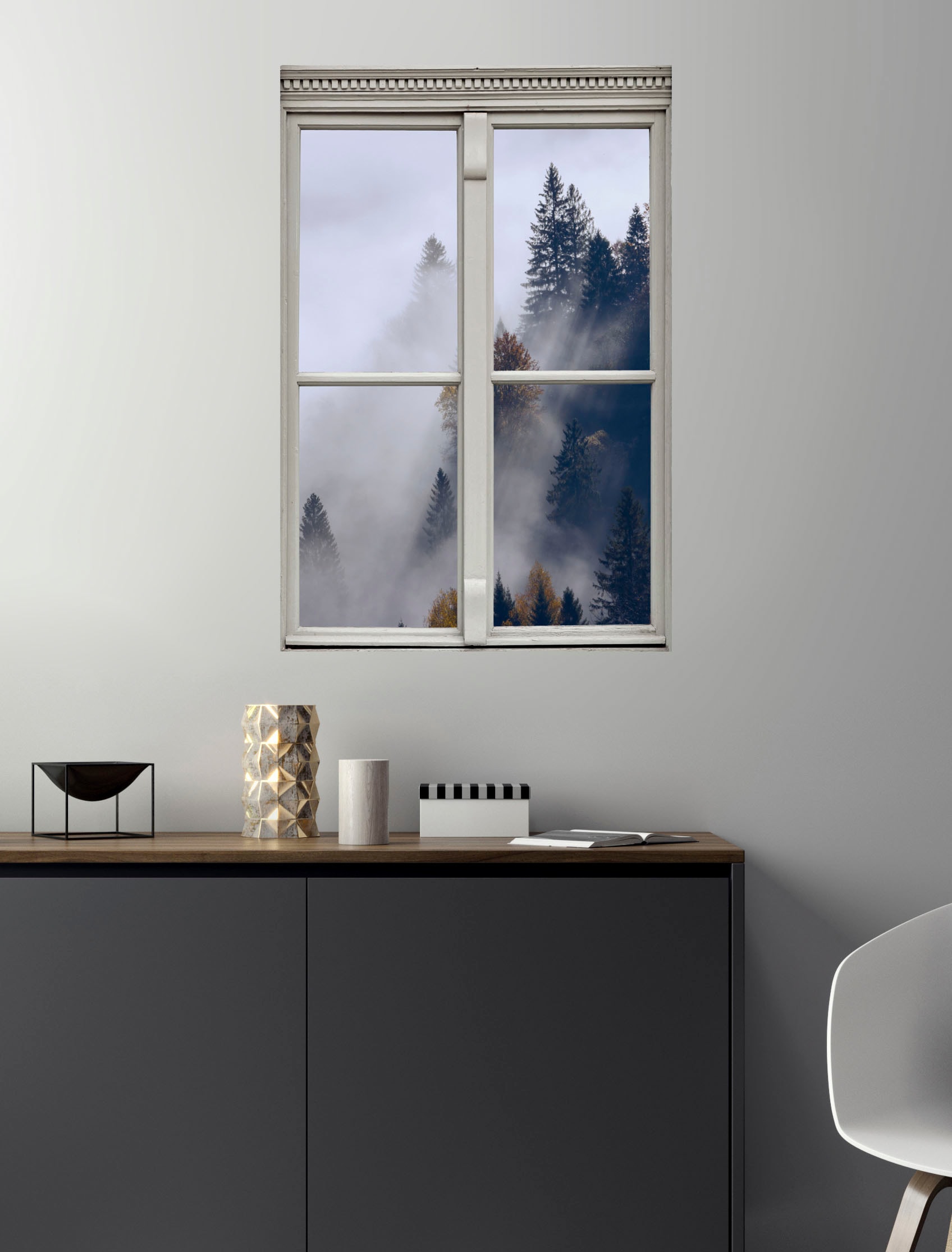 queence Wandsticker »Nebel«, Wandsticker, Wandbild, selbstklebend, 3D, Fenster