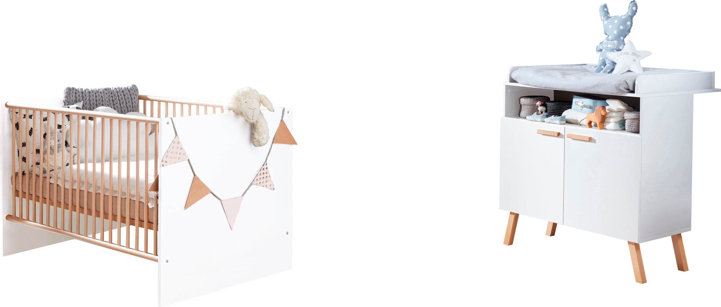 trendteam Babymöbel-Set Mats 2 tlg. neutrales Design