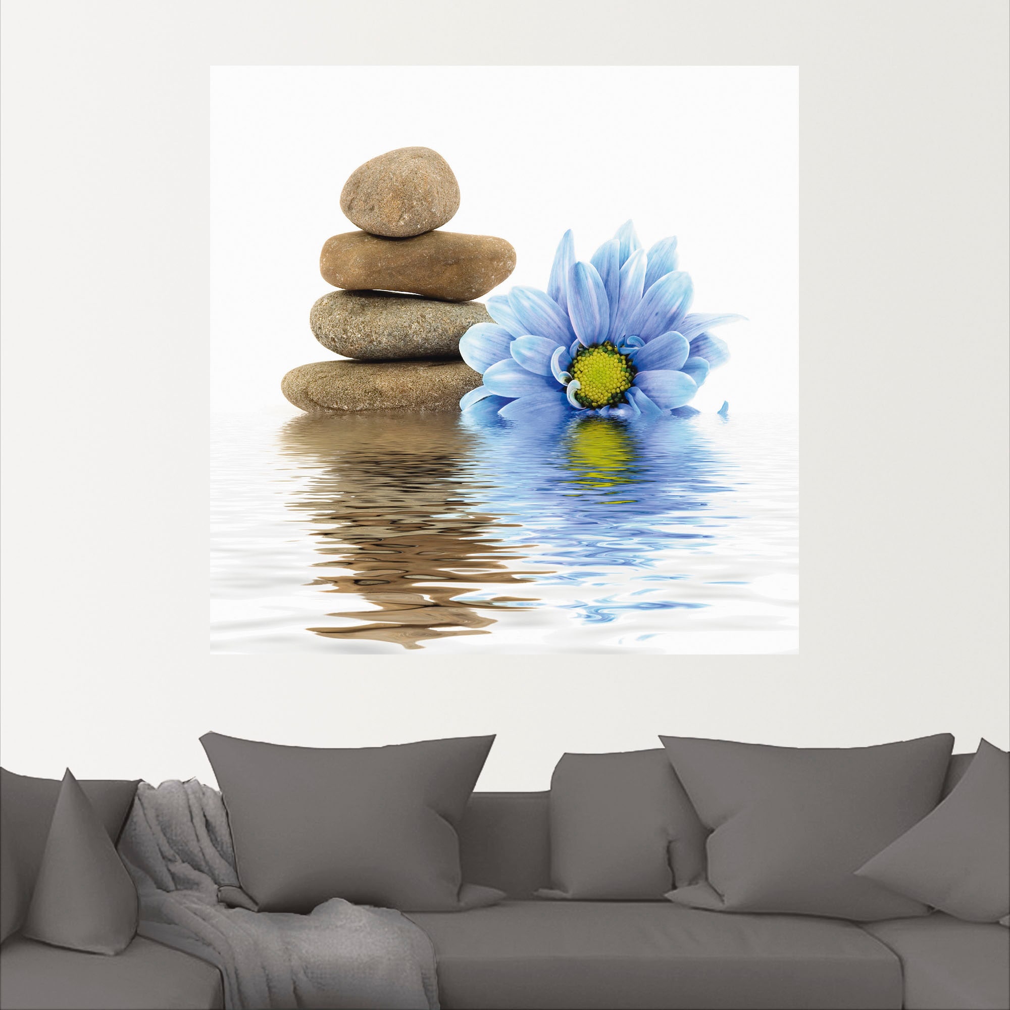 Artland Wandbild »Therapie-Steine mit einzelnen Blumen«, Zen, (1 St.), als Leinwandbild, Wandaufkleber in verschied. Größen