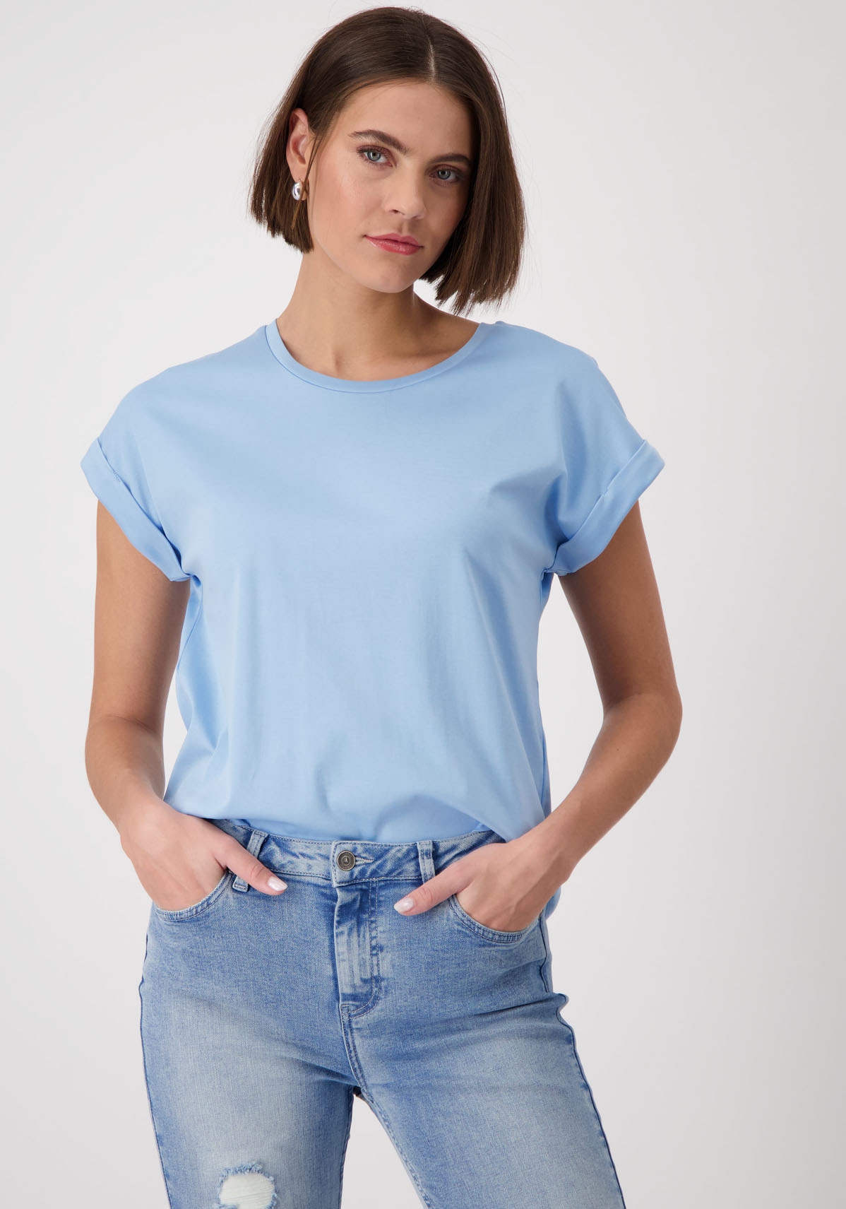 Monari Rundhalsshirt, mit Glitzersteinchen auf der Schulter günstig online kaufen