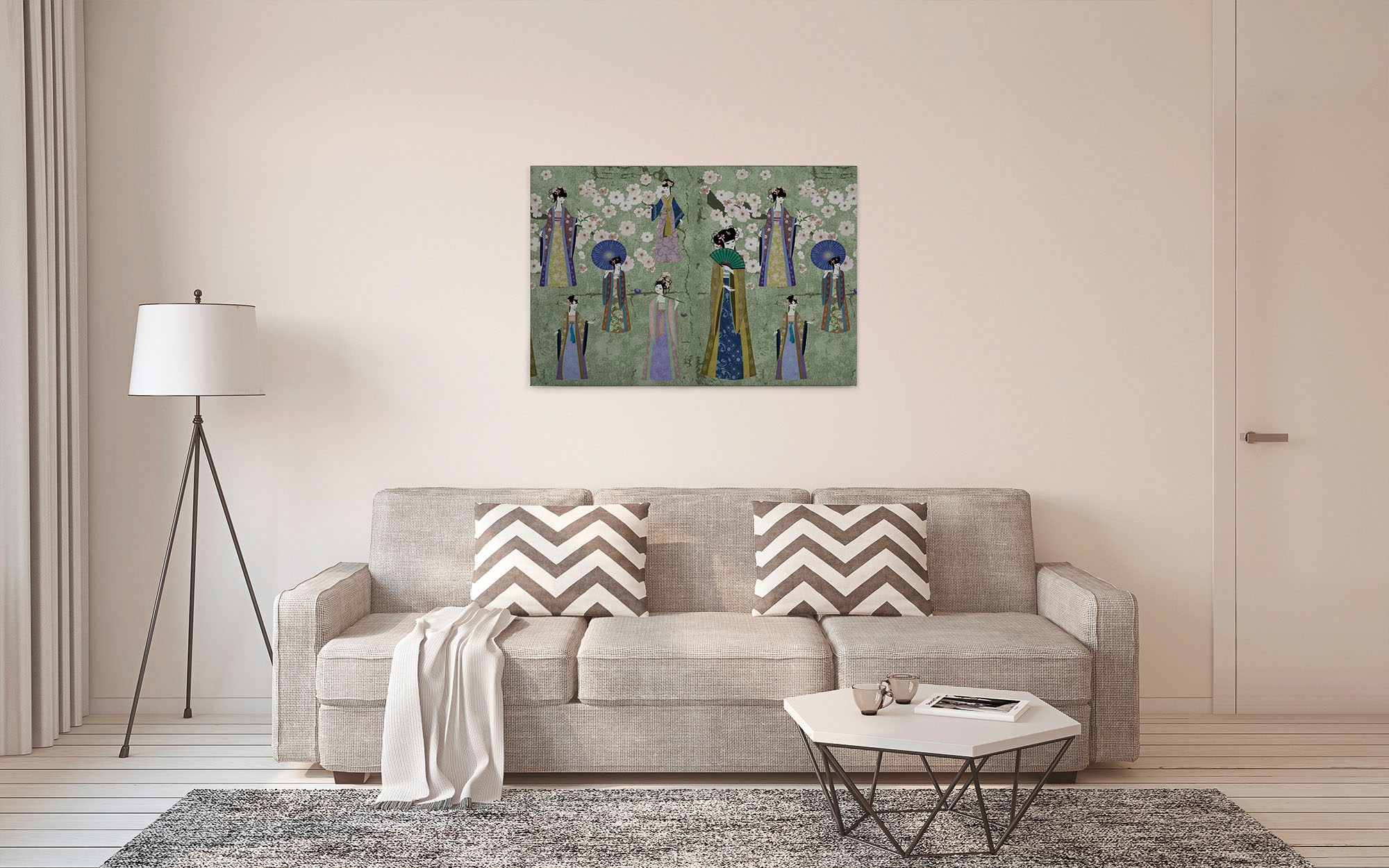 A.S. Création Leinwandbild »kimono«, Kunst-Gemälde-Kinder, (1 St.), Keilrahmen Bild Asiatisch Leinwand-Bild Wohnzimmer modern Wandbild