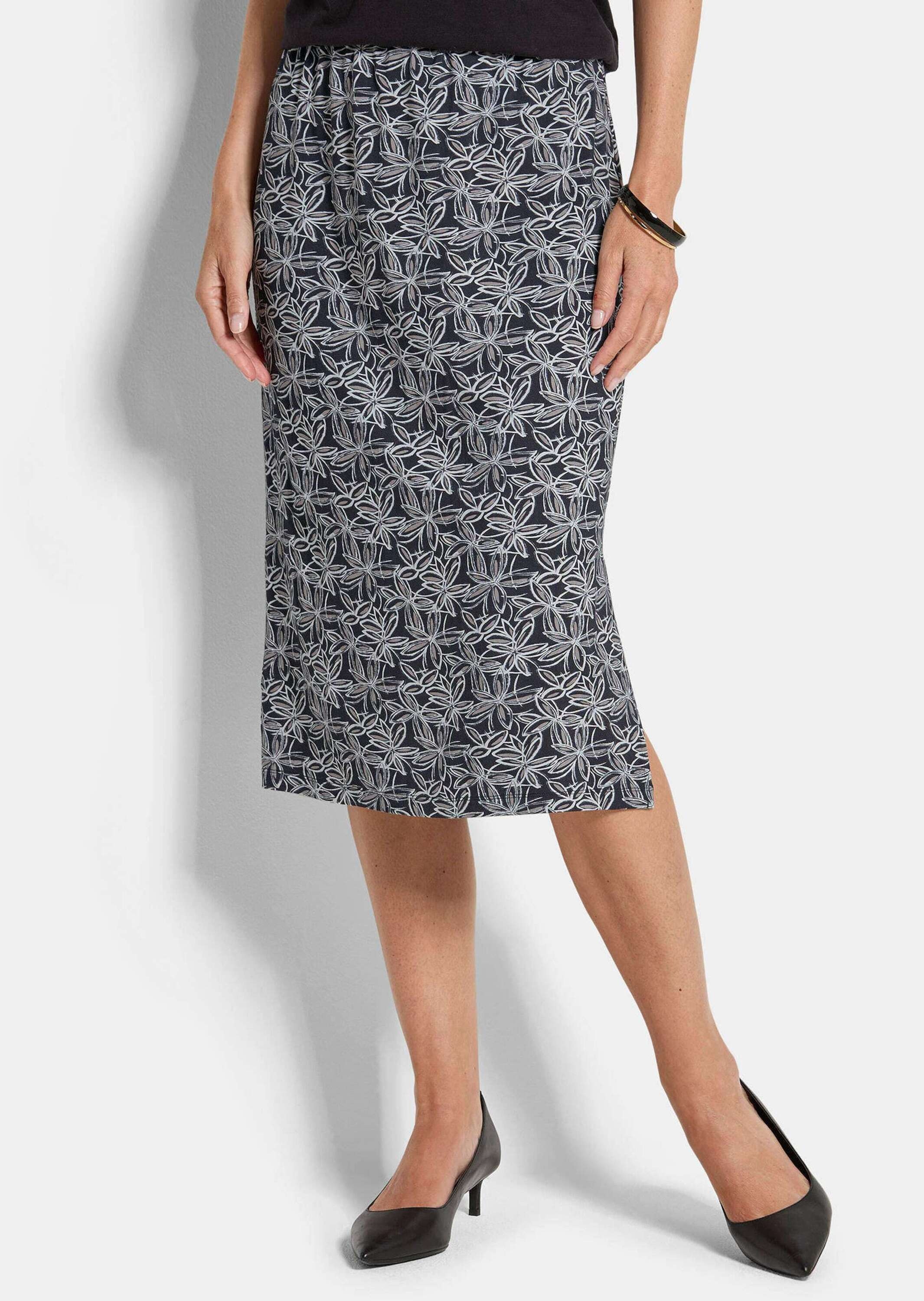 GOLDNER Jerseyrock »Kurzgröße Schlupfrock mit floralem Muster« stretchbequemer Viskosejersey