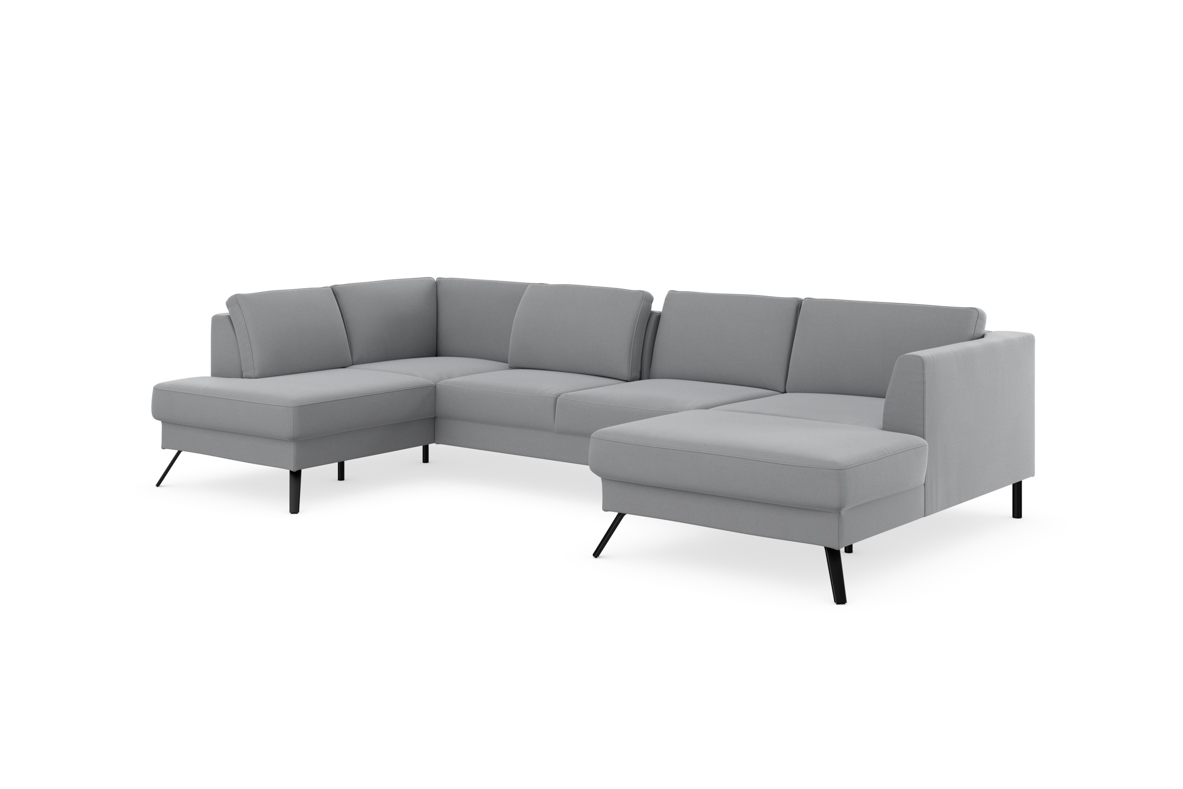 Wohnlandschaft SIT & MORE "Lindholm U-Form", grau (hellgrau), B:342cm H:88cm T:188cm, Sofas, Wohnlandschaft, mit Sitztiefenverstellung und Federkern 6