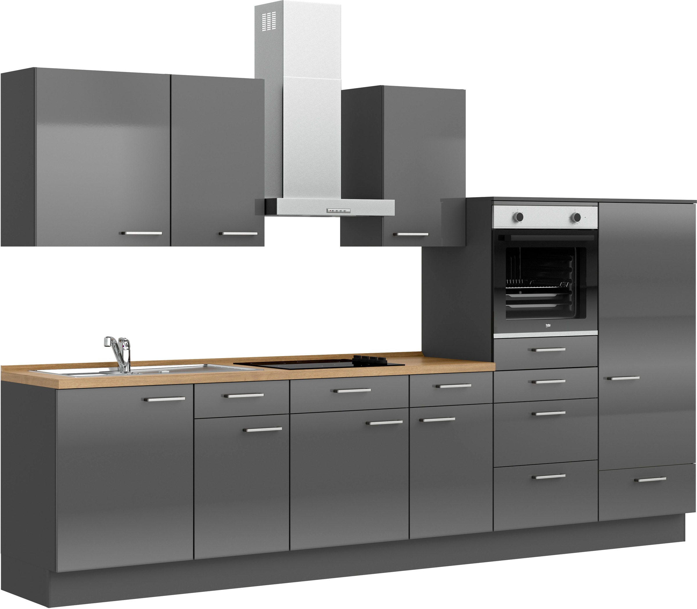 nobilia® Küchenzeile »"Flash I"«, vormontiert, Ausrichtung wählbar, Breite 330 cm, wahlw. mit E-Geräten