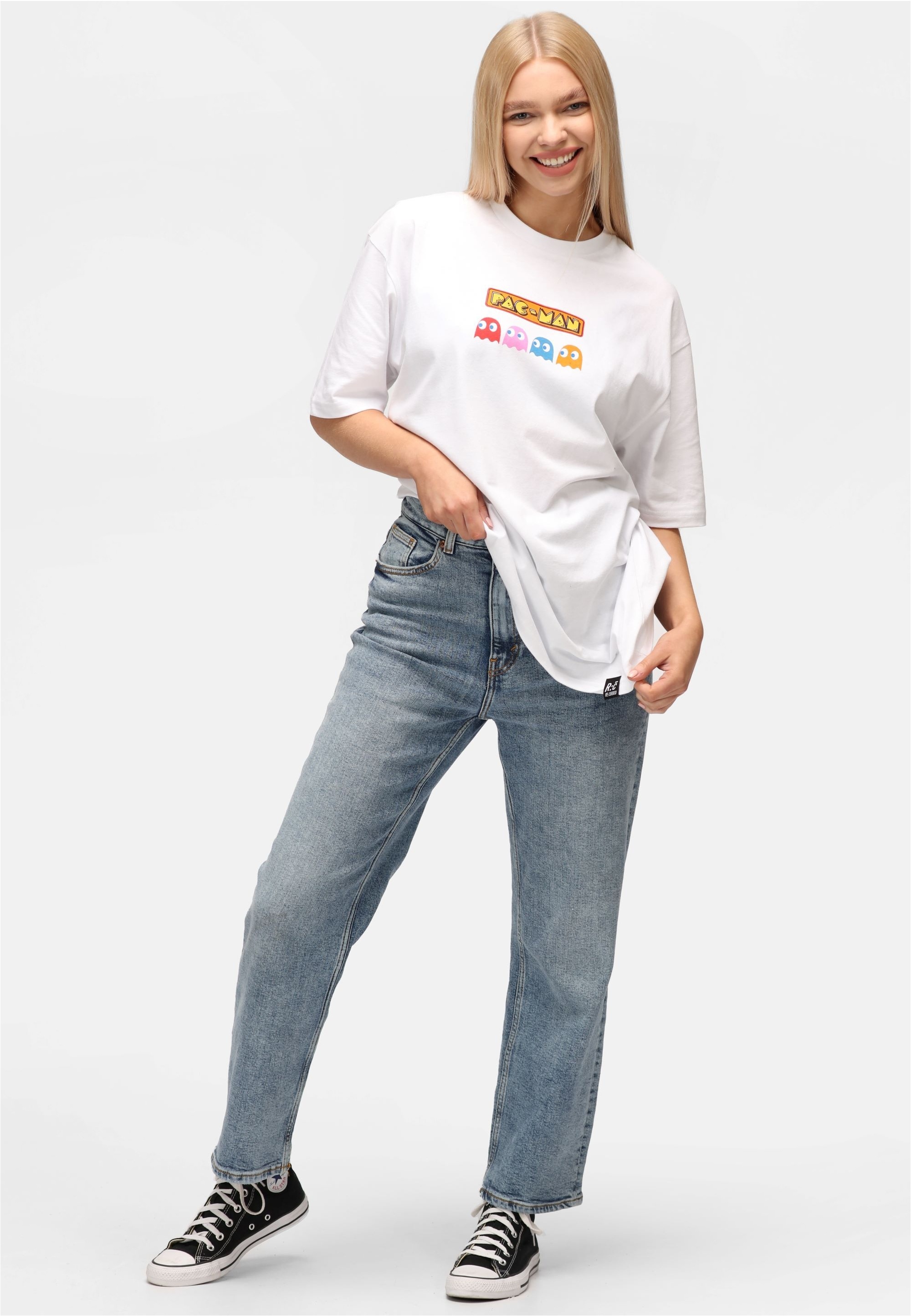 Thumbnail - Recovered T-Shirt "Pac Man Fruit Eyes" 1 Stk. mit coolem Videospiel-Print