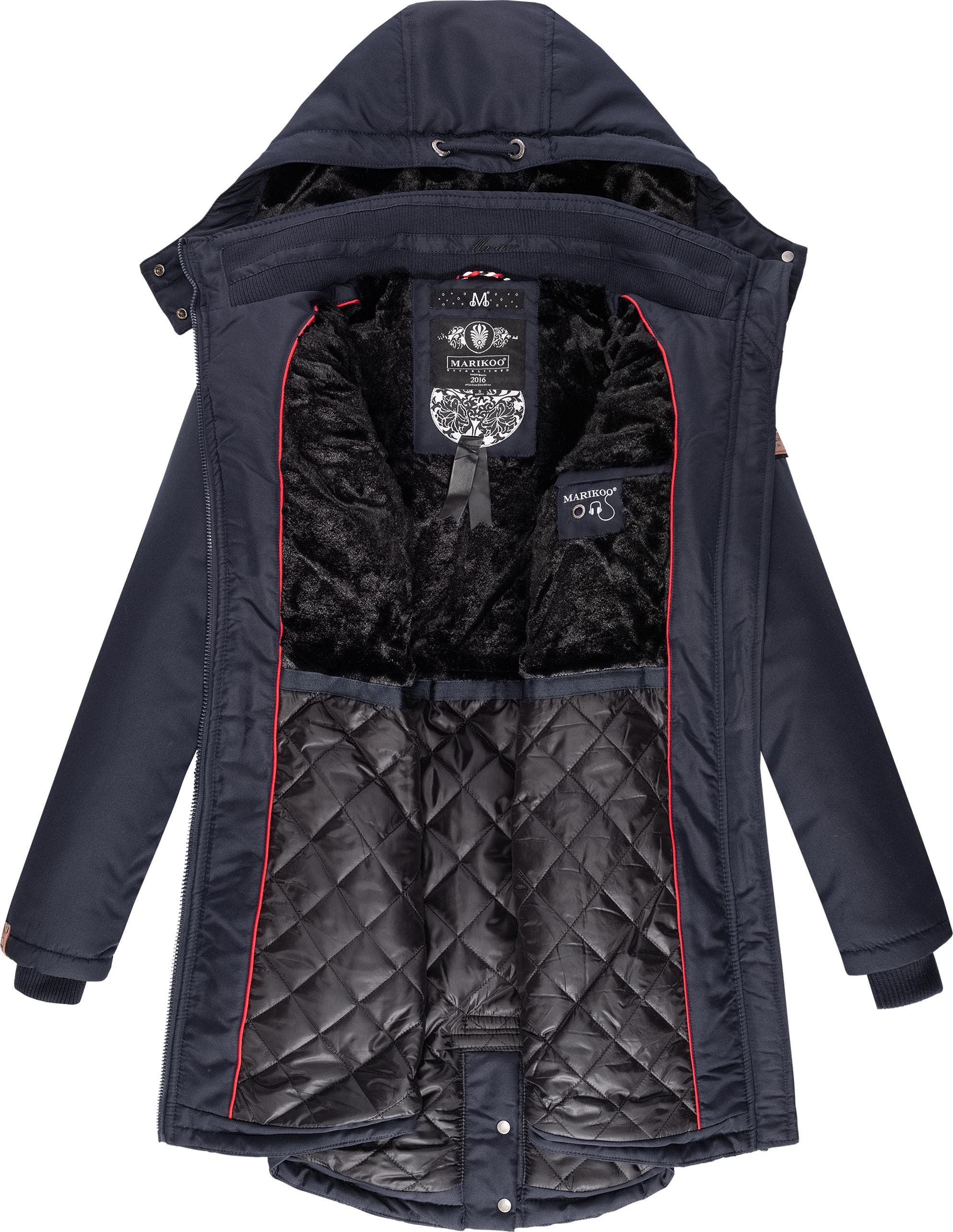 Marikoo Wintermantel »Kamii«, sportlicher Damen Winterparka mit abnehmb. Kapuze