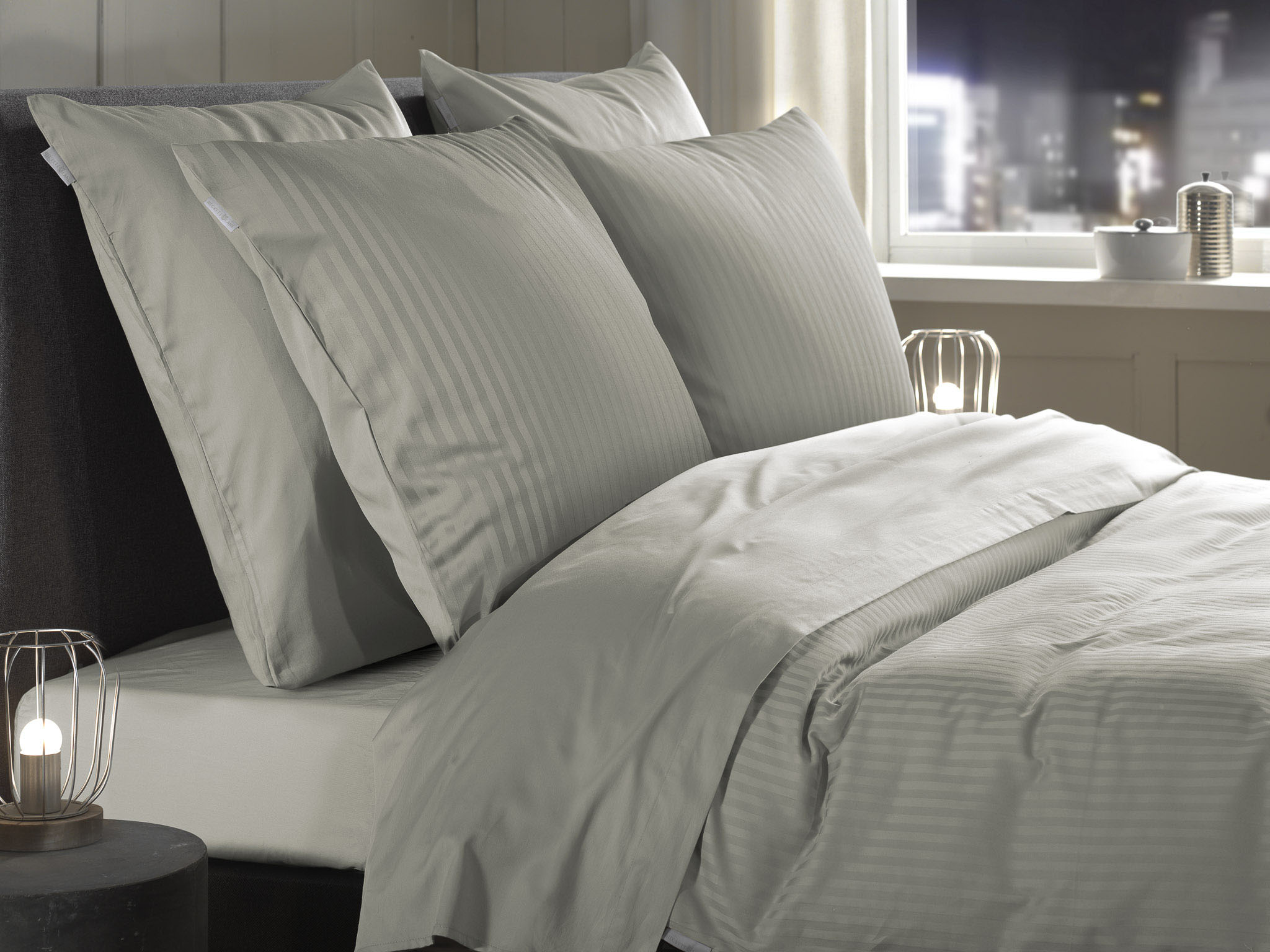 Thumbnail - Heckett & Lane Bettwäsche "Banda" 3 tlg. hochwertiges Mako-Satin, Streifen Satin, Bettwäsche ab 135x200 cm.