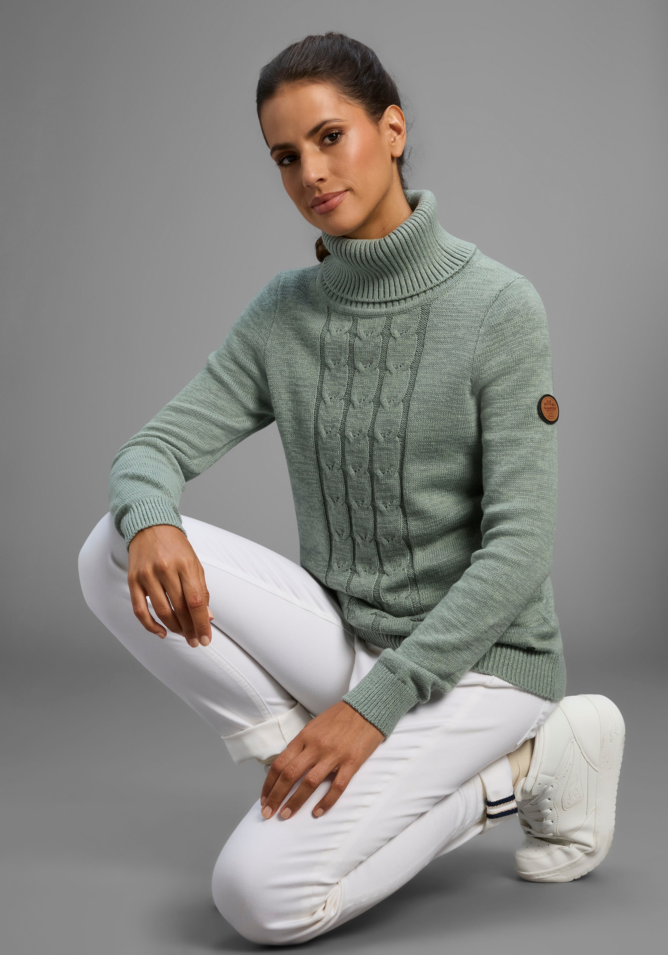 KangaROOS Rollkragenpullover, mit tollem Zopf-Strickmuster