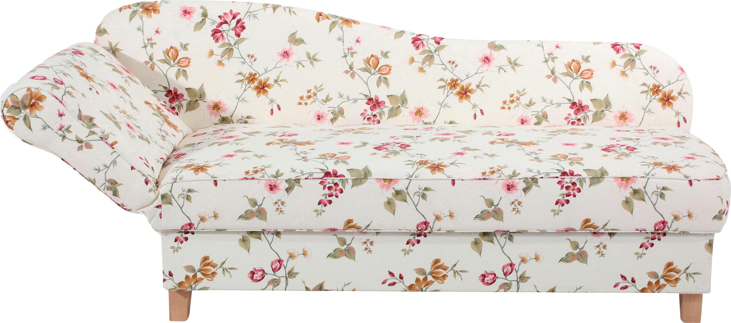 Max Winzer® Recamiere »Saturn mit verstellbarer Armlehne für hohen Sitz- und Relaxkomfort«, Armlehne links oder rechts, mit Blumenmuster, inkusive 4 Kissen